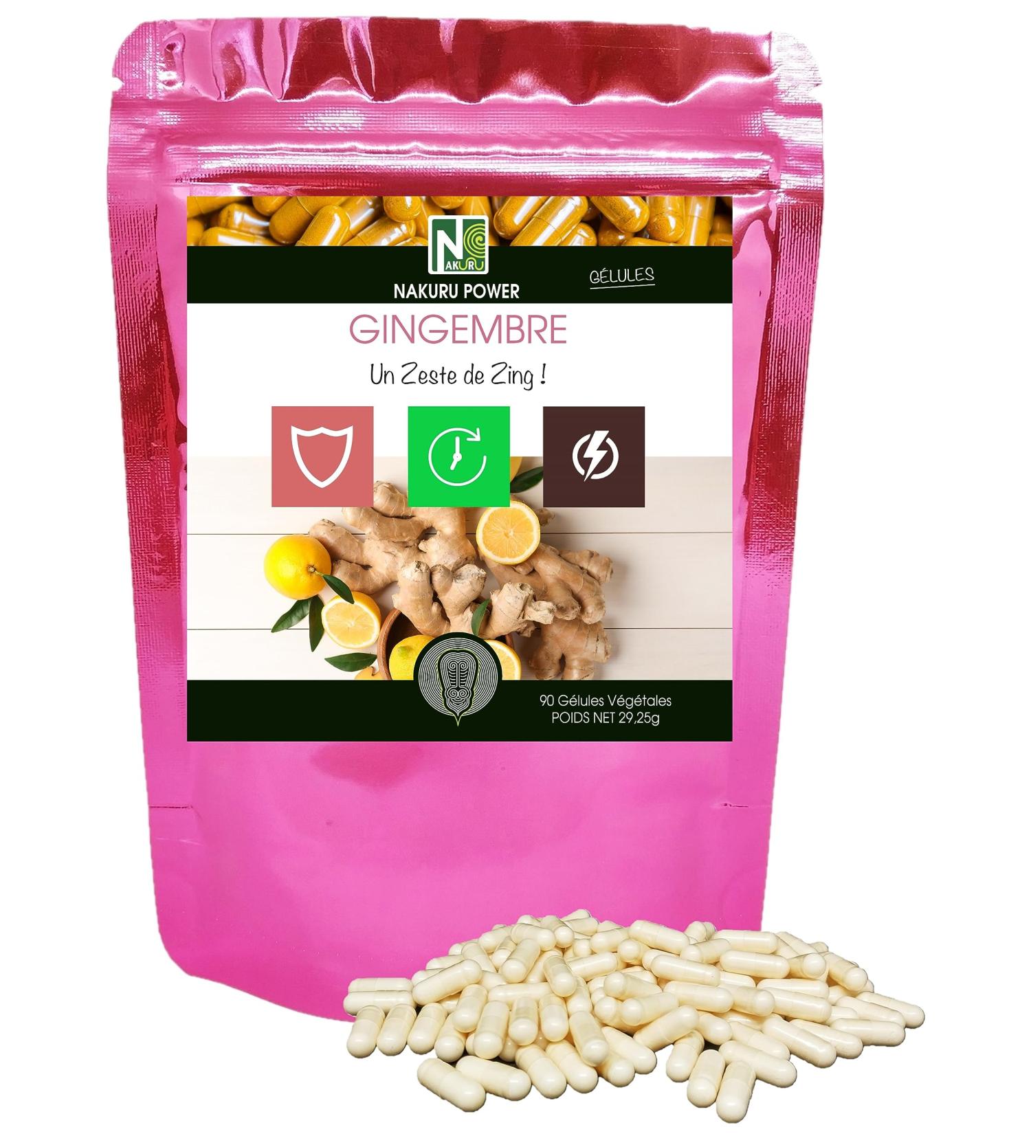 NAKURU | Gingembre | Gamme Power | Fabriqu en France | "Un Zeste de Zing!" (90 G lules V g tales de 325mg / Poids Net: 29 25g) 90 unit (Lot de 1) - Buy Online on GoSupps.com