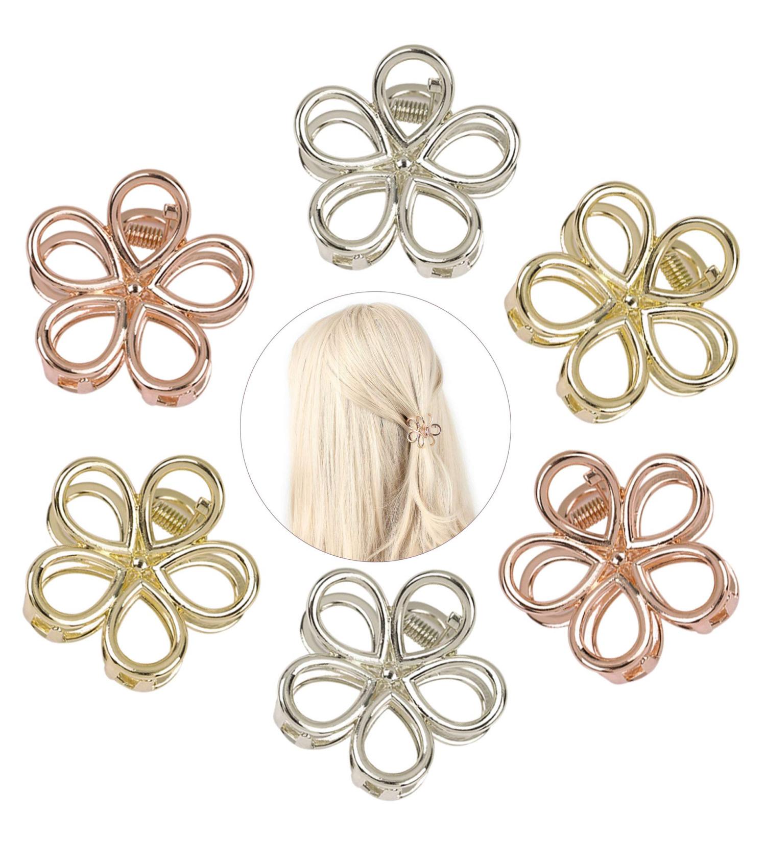VinBee 6 PACK Metal Mini Flower Hair Claw Clips - Hair Accessories for Girls & Women - Buy Online on GoSupps.com