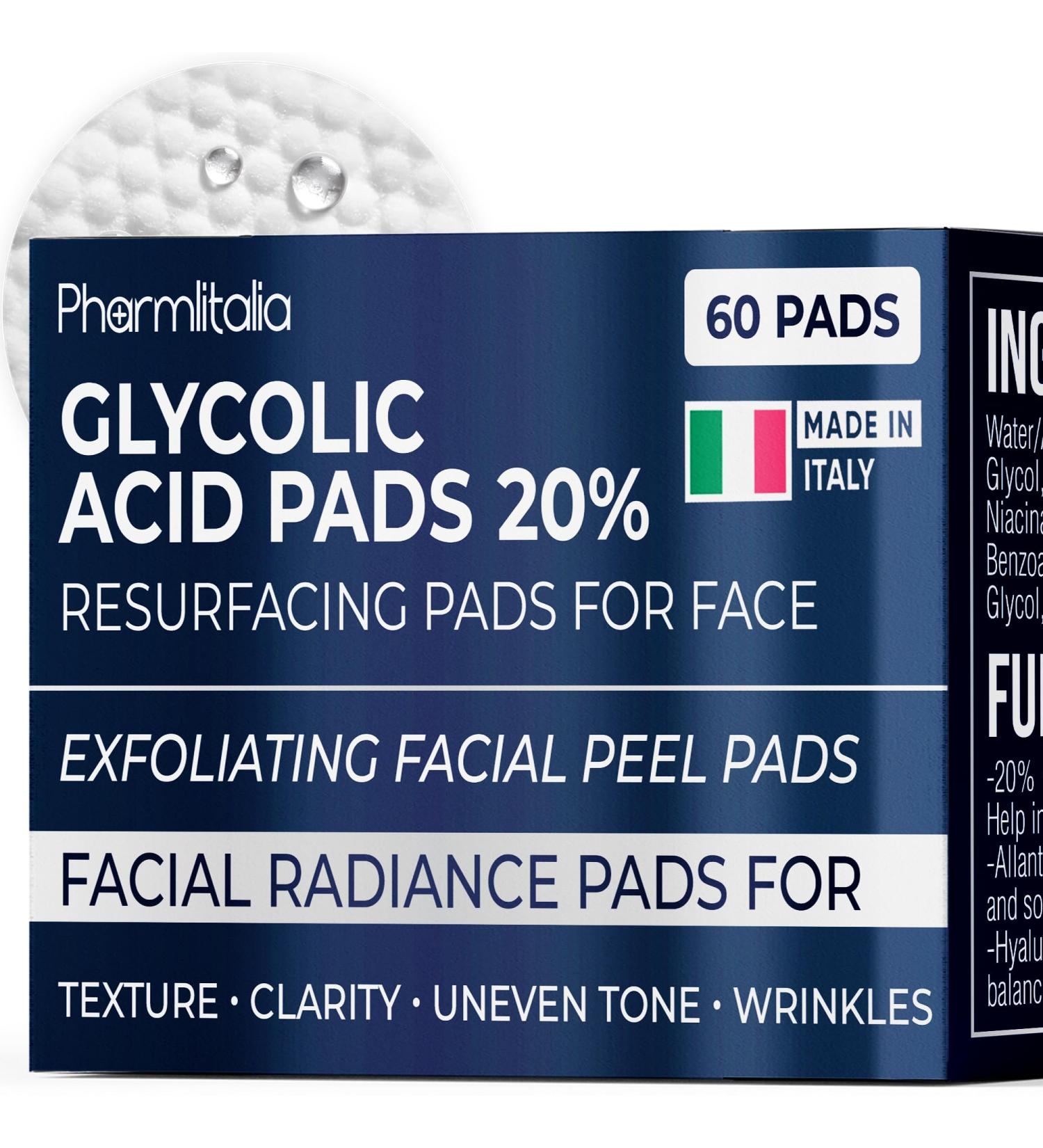 Glycolic Acid Pads - Resurfacing Pads for Face 20% - Exfoliating Peel Pad for Body and Dark Spots - Fine Lines and Wrinkles - 60 Count - Buy Online on GoSupps.com