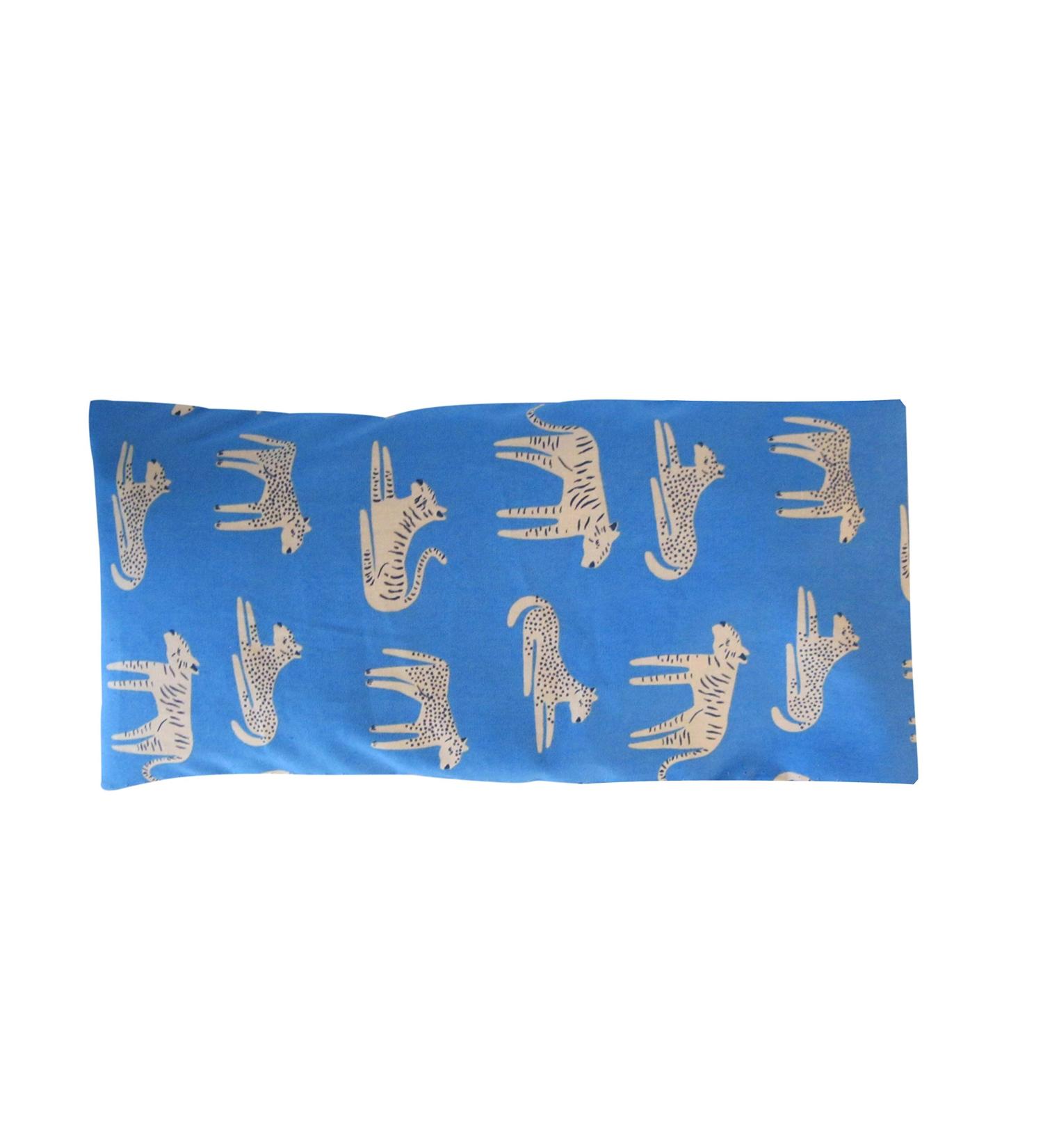 Aromatherapy Eye Pillow - Organic Lavender & Chamomile | Soothing Relief for Headaches & Sleep | Removable Cotton Cover - Blue Tiger Leopard Design - Buy Online on GoSupps.com