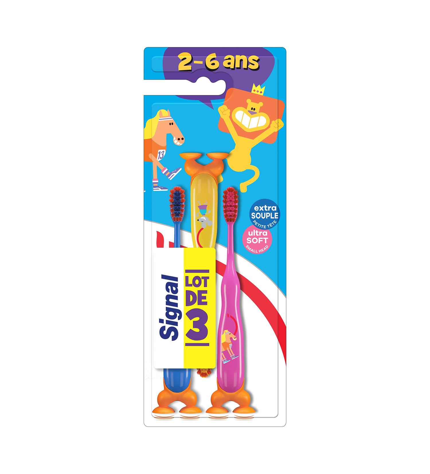 Signal Soft Toothbrushes for Children 2-6 Years Pack of 3 King of the Jungle 2-6 Years