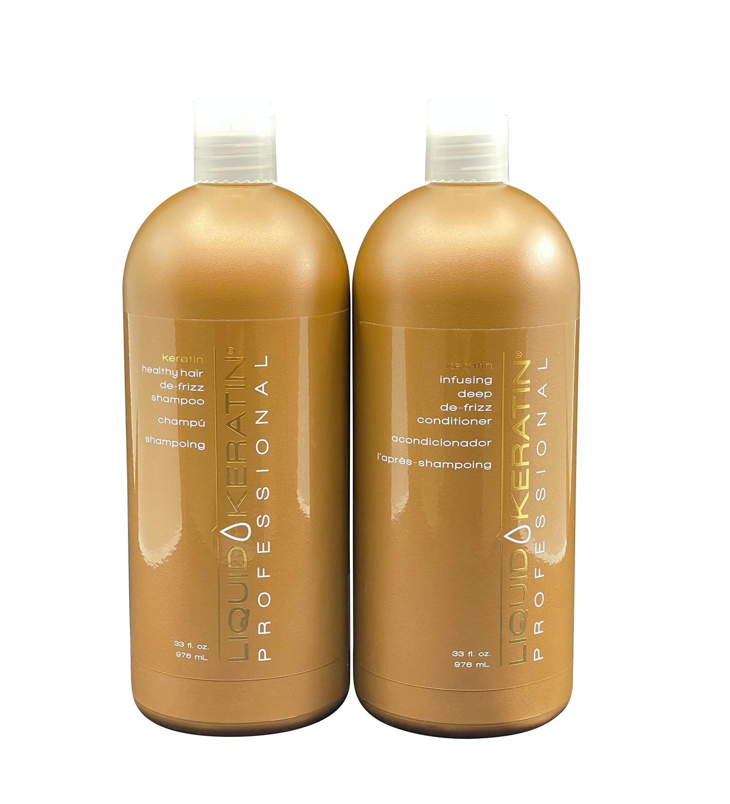 Liquid Keratin De Frizz Shampoo & De Frizz Conditioner Set 33 OZ Each