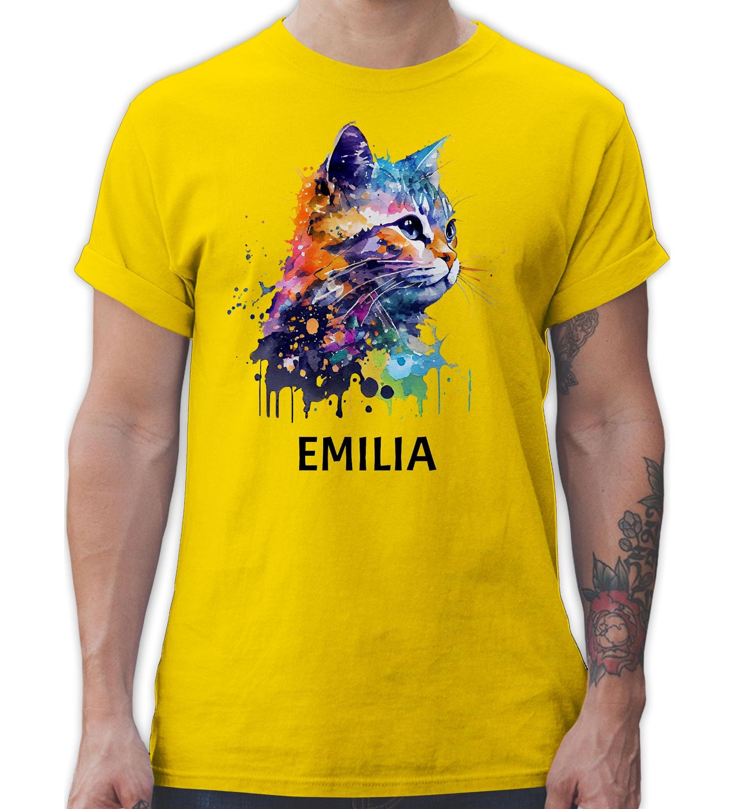 Personalized Cat T-Shirt for Men - Custom Gift with Names - Shirtracer - Yellow 3XL - Perfect for Cat Lovers - Buy Online on GoSupps.com