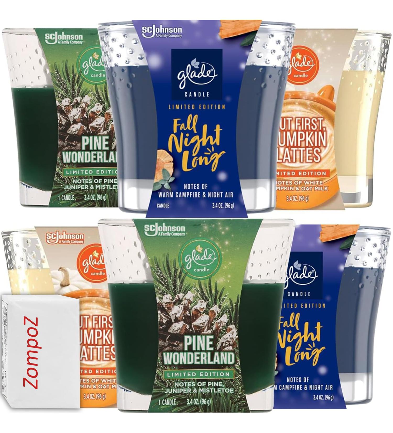 Glade Holiday Christmas Scented Candles - 6 Assorted Seasonal Scents + Bonus Tissues - International Shipping Available - Buy Online on GoSupps.com