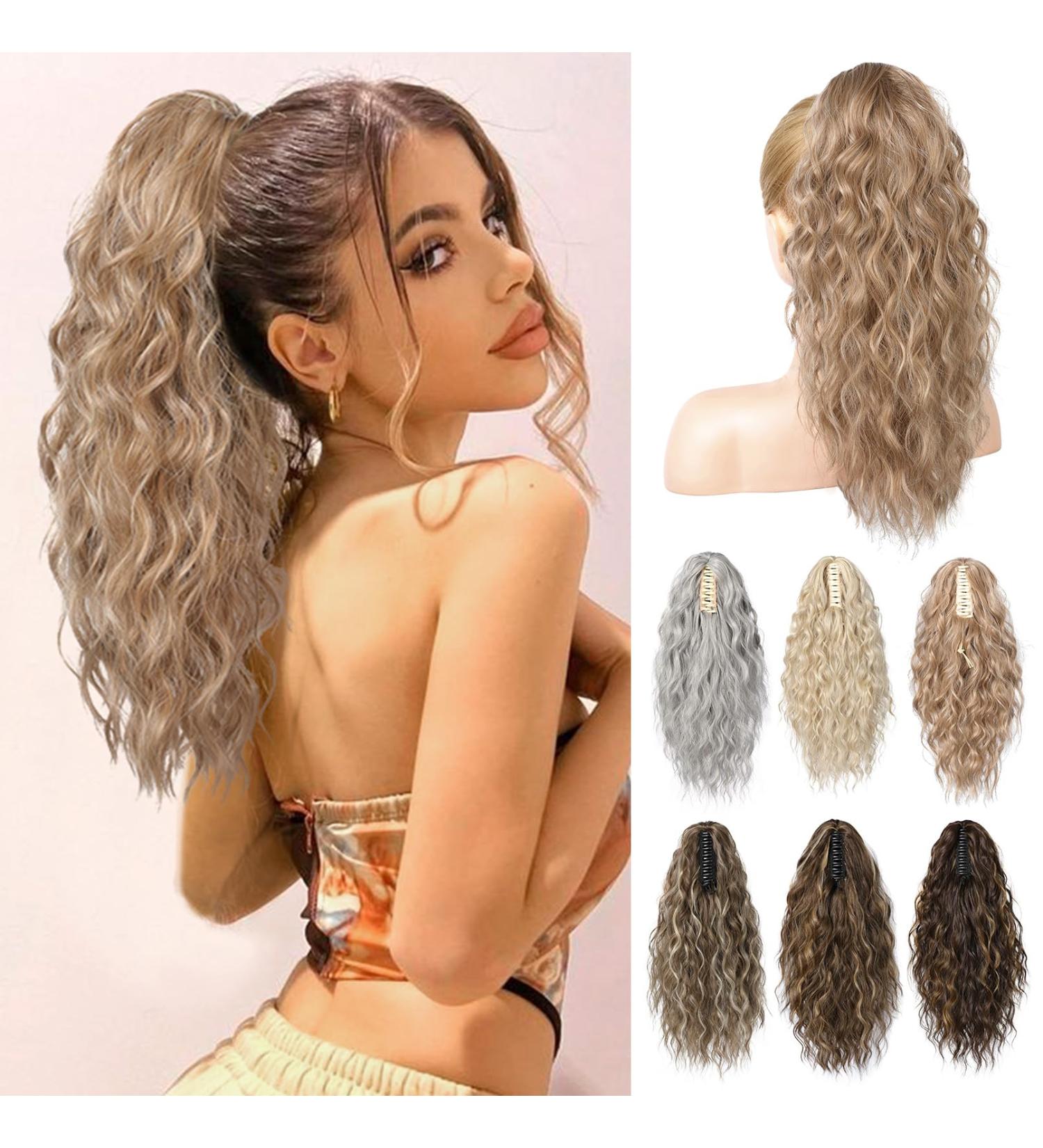 Brikabia 40cm Blonde Ponytail Extension - Long Wavy Curly Clip-In Hairpiece for Women - Buy Online on GoSupps.com