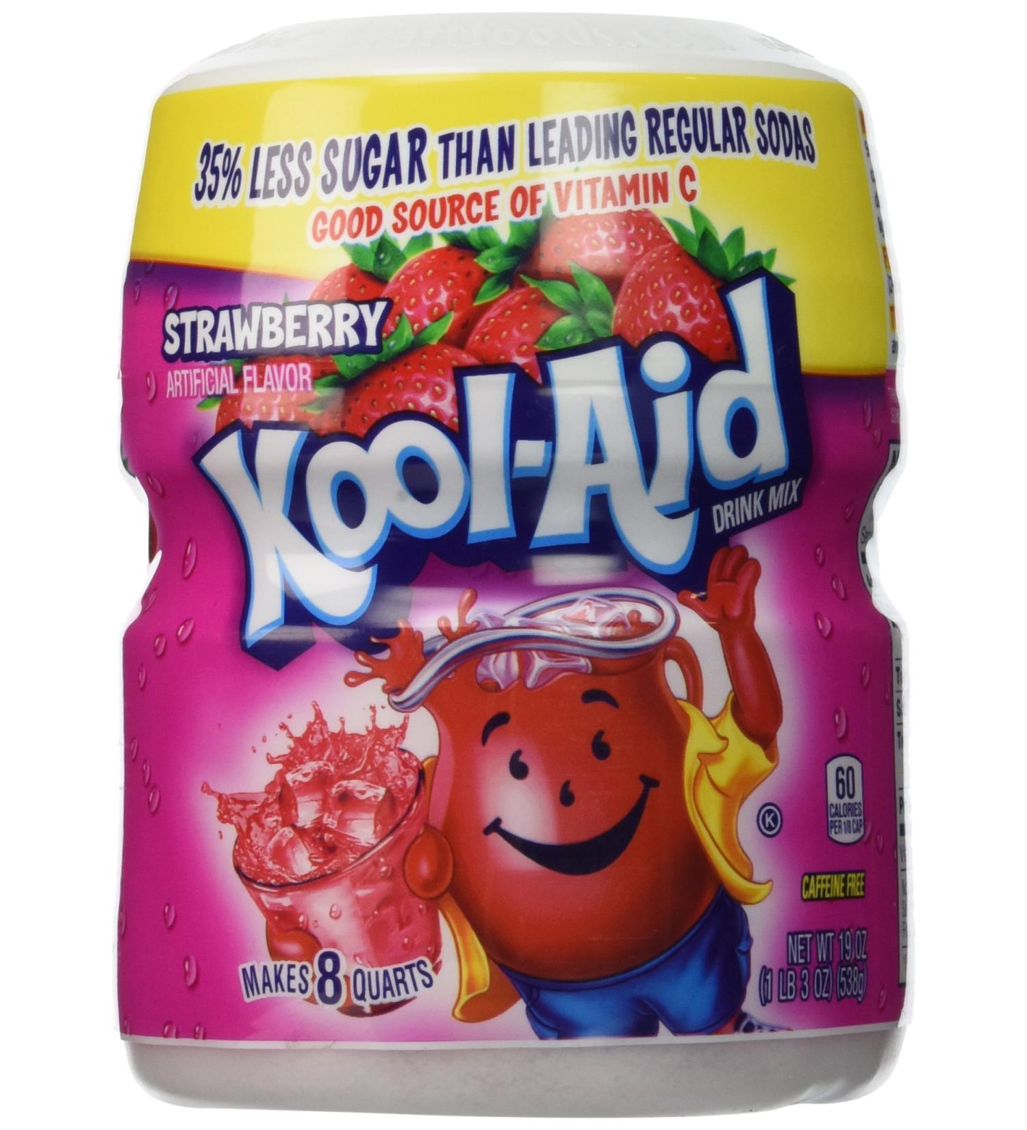Kool Aid Powder Drink Mix - Strawberry Flavour - 35% Less Sugar 538 Gram Tub Strawberry 538 g (Pack of 1)