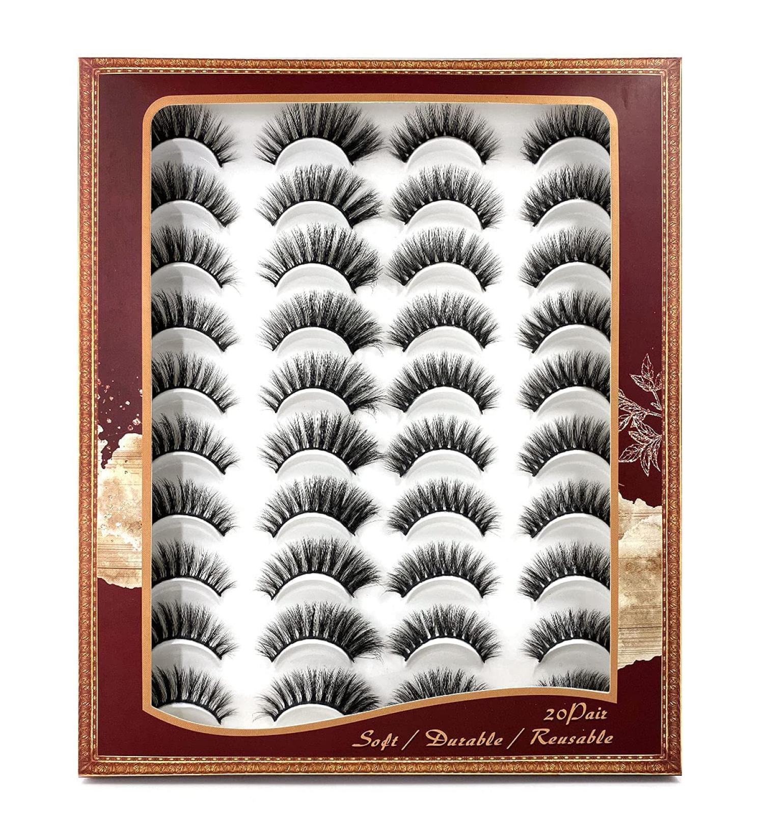 Greatlizard 20 Pairs False Eyelashes - Long Thick Curly 3D Dramatic Volume Eyelash Extensions Make-Up Kit (A8) for Natural Look - Buy Online on GoSupps.com