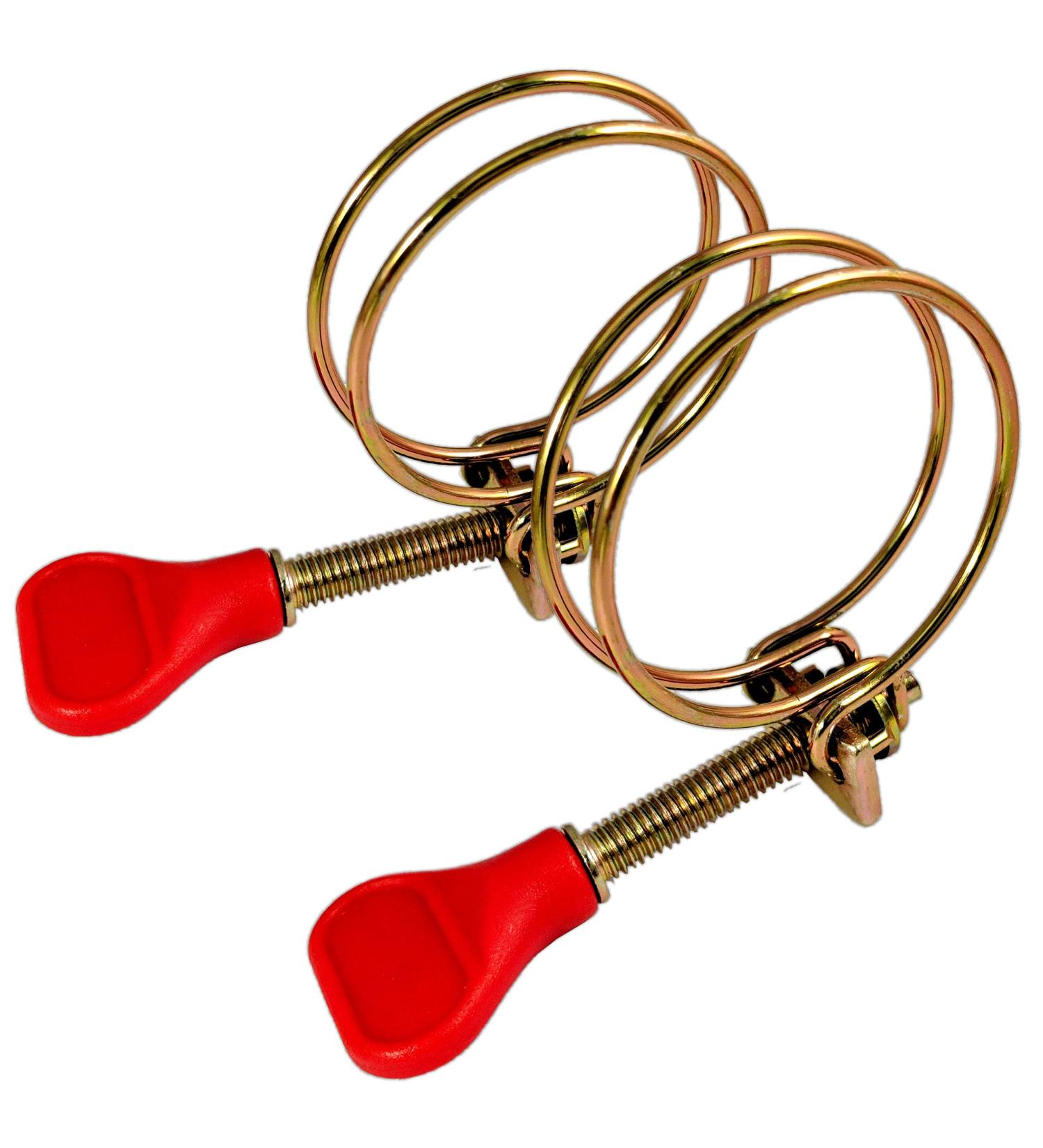2X Double Wire Hose Clamps Red - 32-40mm - for 1.25" Ribbed Hosing 32-40mm - Red 1.25"