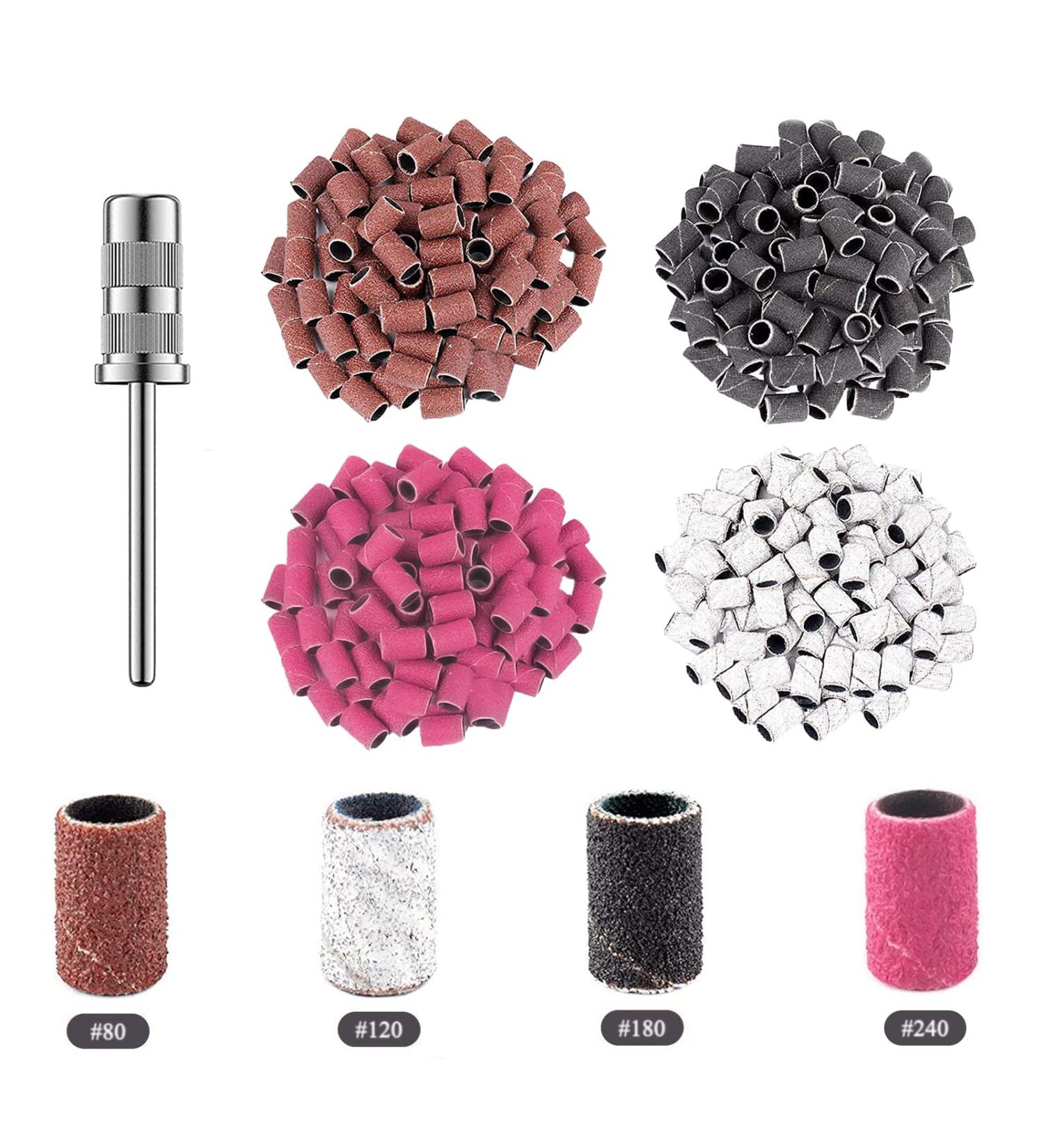 Qingmeng Grinding Sleeve Nail Miller - 200 Pieces Grinding Cap Attachments for Gel Nails | 80/120/140 Grit Mini Sleeves for Manicure & Nail Art - Buy Online on GoSupps.com
