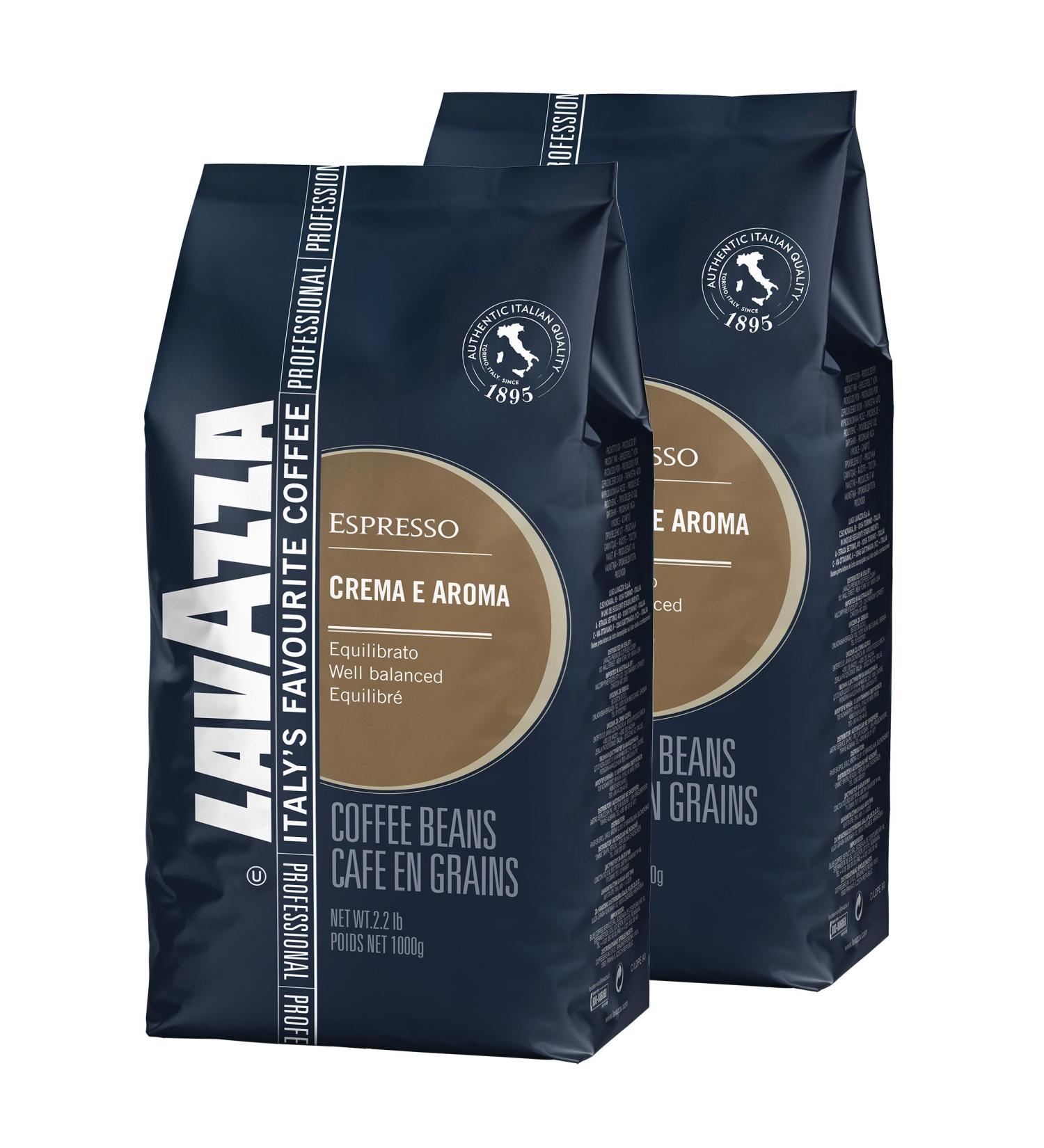  Lavazza Lavazza caf cr me e aroma espresso in a blue glass bottle roasted coffee whole beans 2 x 1000 g - Buy Online on GoSupps.com