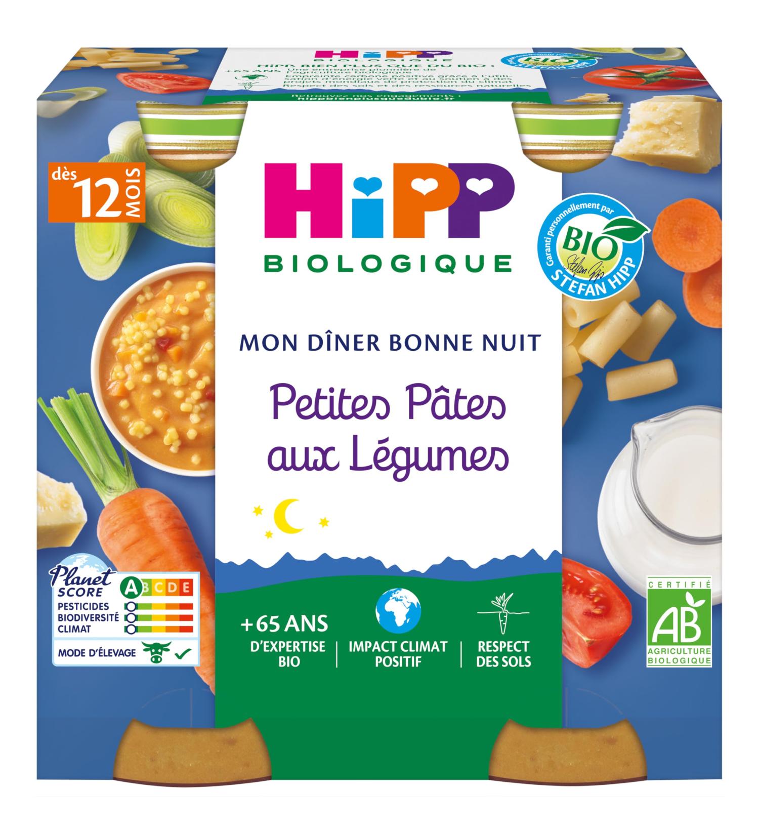HiPP ORGANIC Good Night Small Pasta with Vegetables pots 2x250g