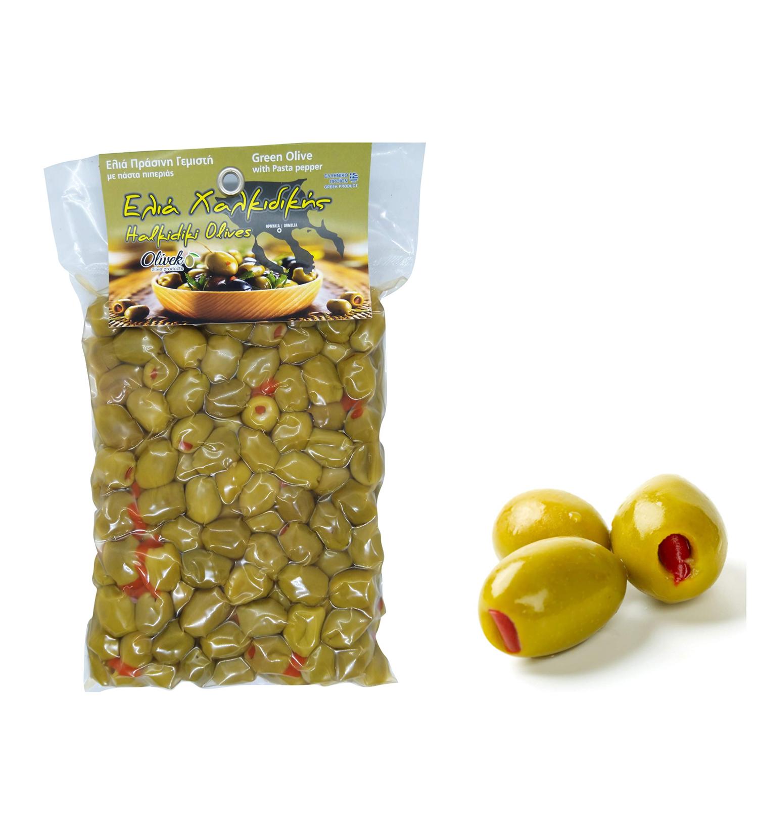 Greek Green Olives with Red Pepper's Pasta | 1kg Vacuum-Sealed | Traditional Chalkidiki Variety |Key in The Mediterranean Diet | Loaded with Important Nutrients and Antioxidants| No Preservatives - Buy Online on GoSupps.com