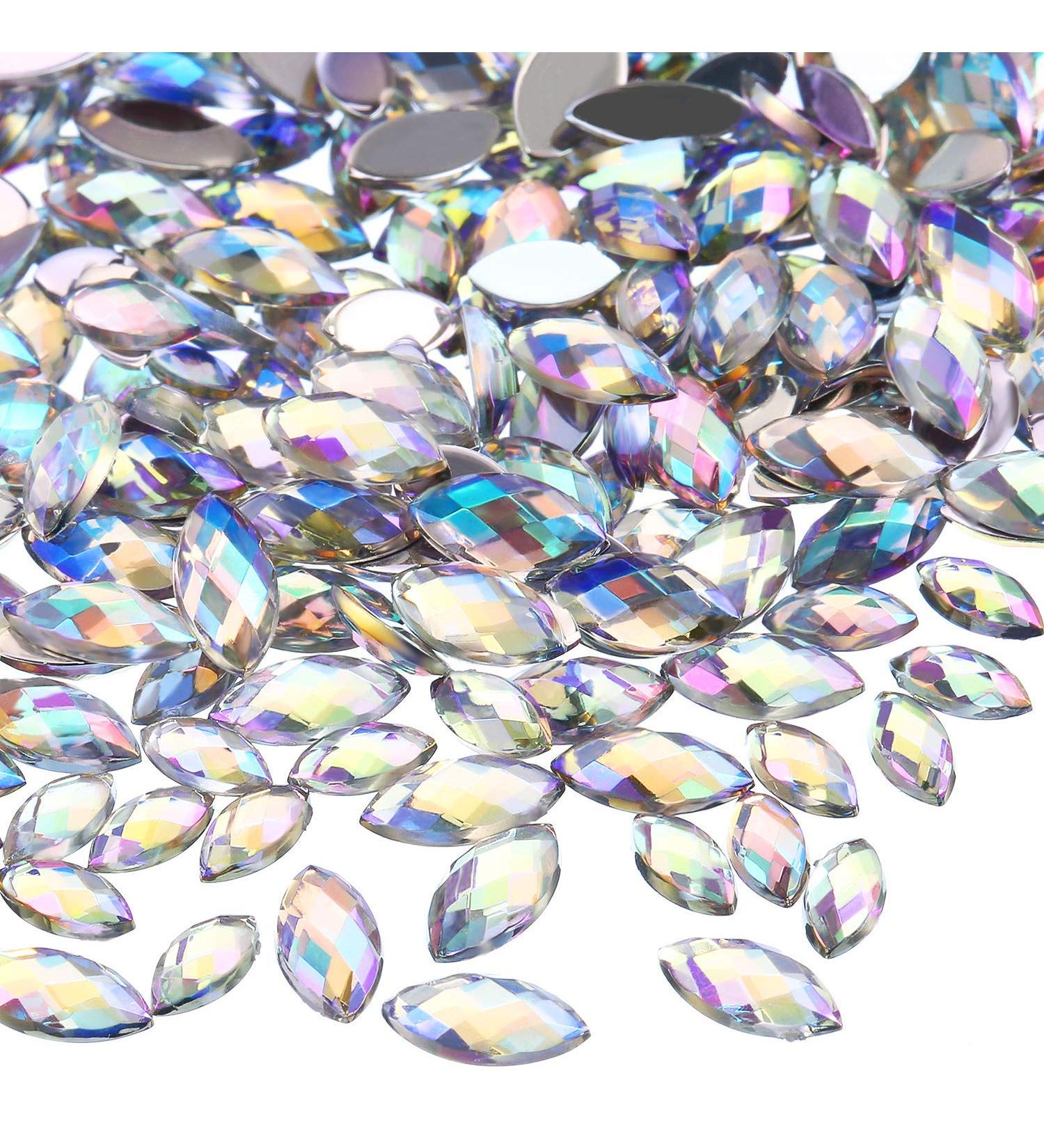 2000 Pieces Shiny AB Rhinestones Flat Back with Tweezer Horse Eye Rhinestones Nail Rhinestones Gems Decorations for Nail Supplies Crafts - Buy Online on GoSupps.com