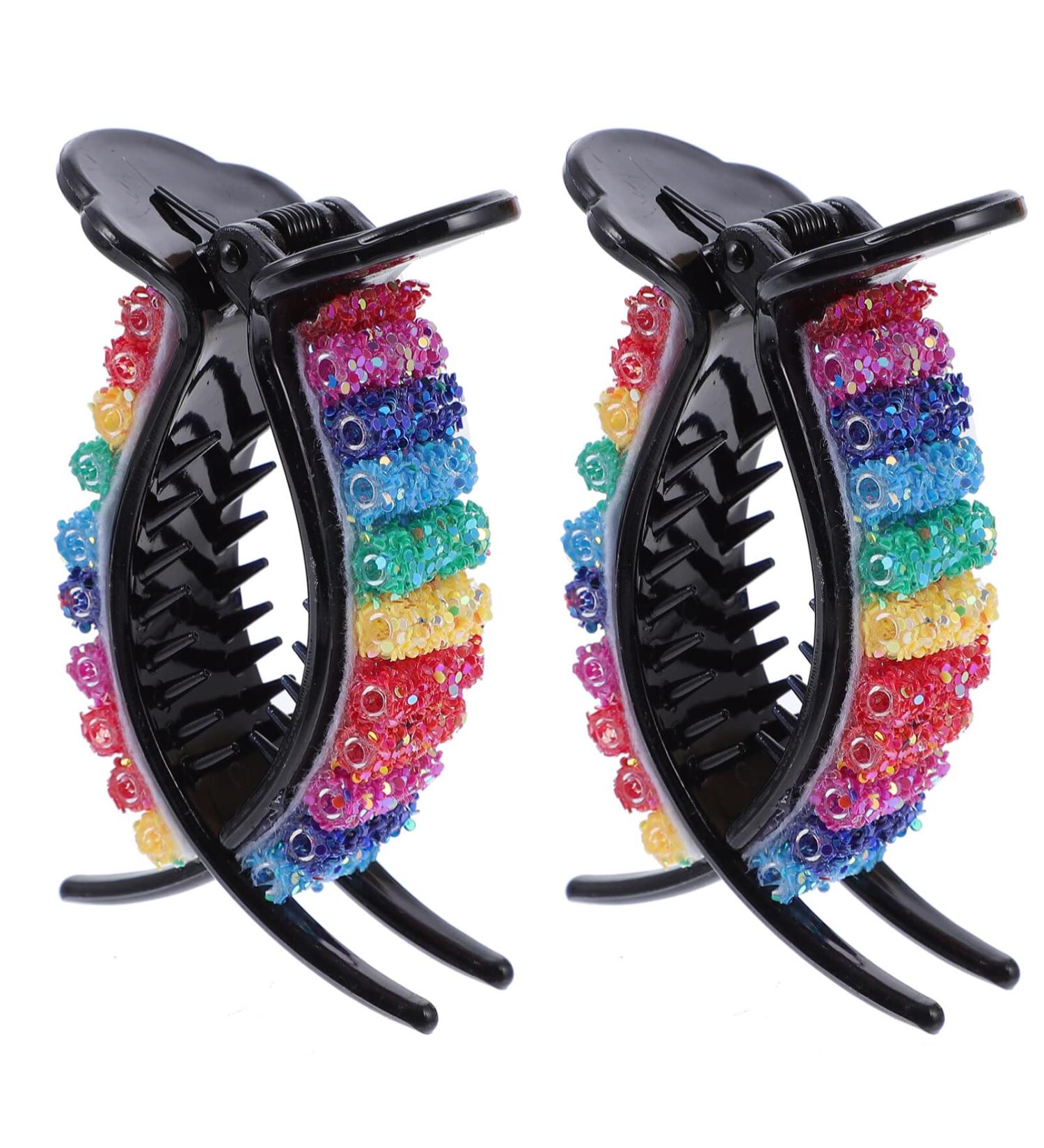 Beaupretty Rhinestone Hair Claw Clips - 2 Pcs Nonslip Banana Jaw Clips for Women and Girls - Buy Online on GoSupps.com