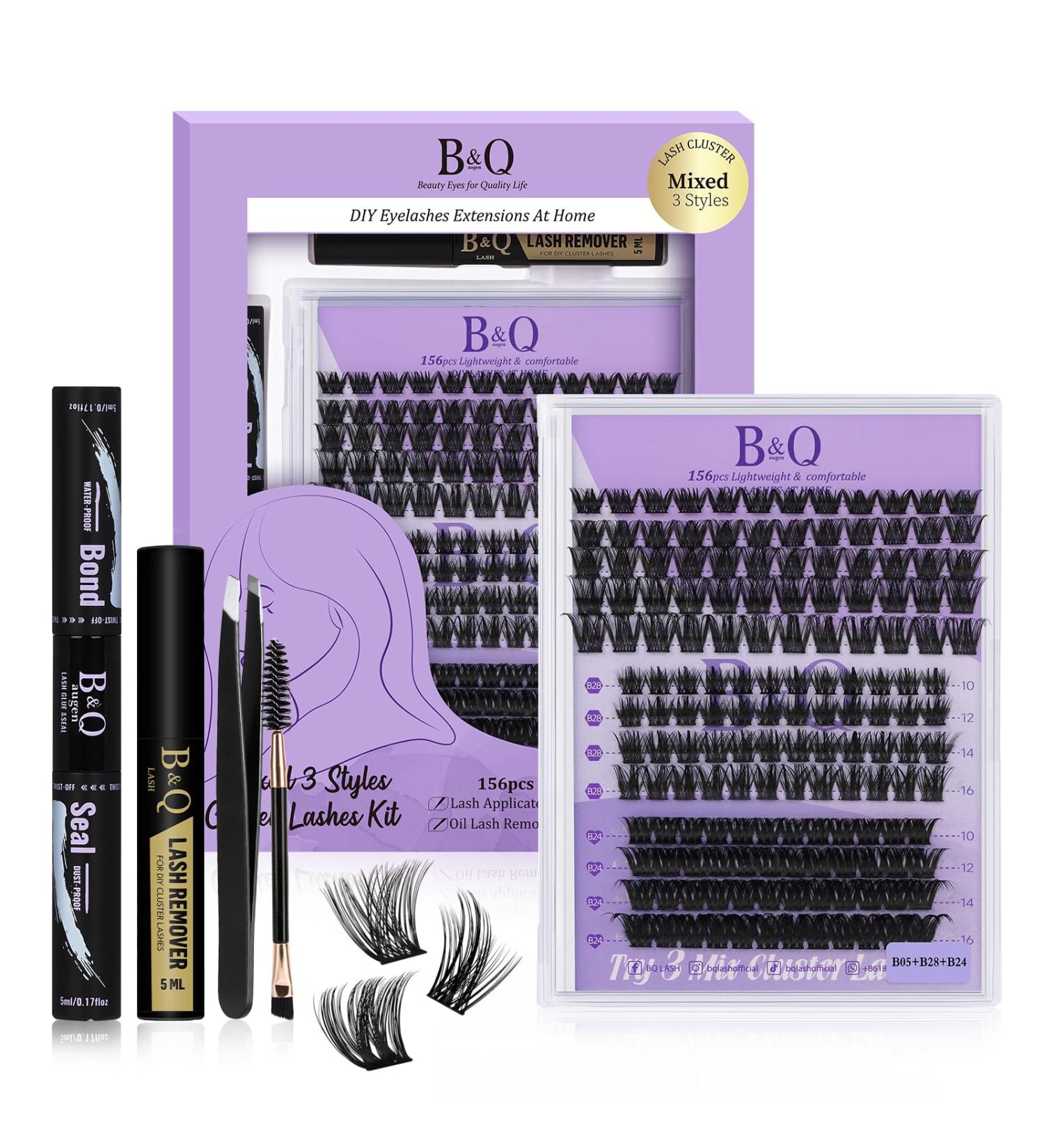 Lash Extension Set - 156 PCs Individual Eyelash Extensions with Glue & Remover for DIY - Premium Quality Bootes Kit - Buy Online on GoSupps.com