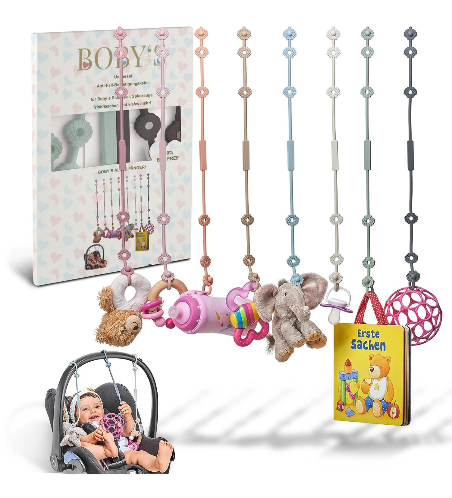 Buy Boby's Cup Catcher Baby 2 Pack | BPA-Free Stroller Toy Chain & Stretchy Cup Holder Strap | Sage/Dark Gray | Perfect Baby Accessories for Cups & Pacifiers - Buy Online on GoSupps.com