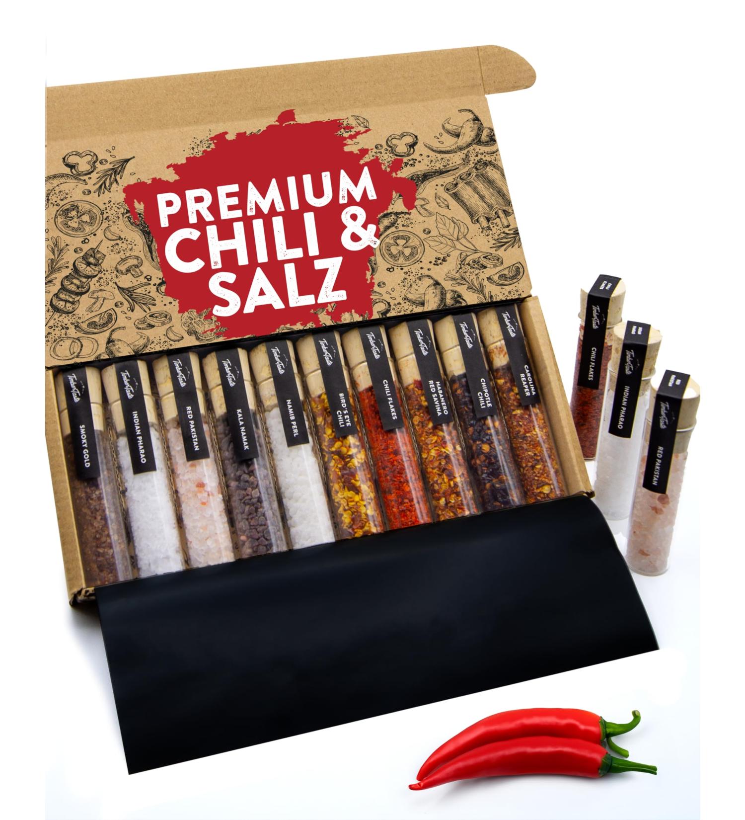 Timber Taste Sharp Salt & Chili Spices Gift Set - 1 200 000 Scoville Heat - Exquisite Global Salts & Spices - Perfect Father's Day Gift - Special Gift Set for Men's Day - Buy Online on GoSupps.com