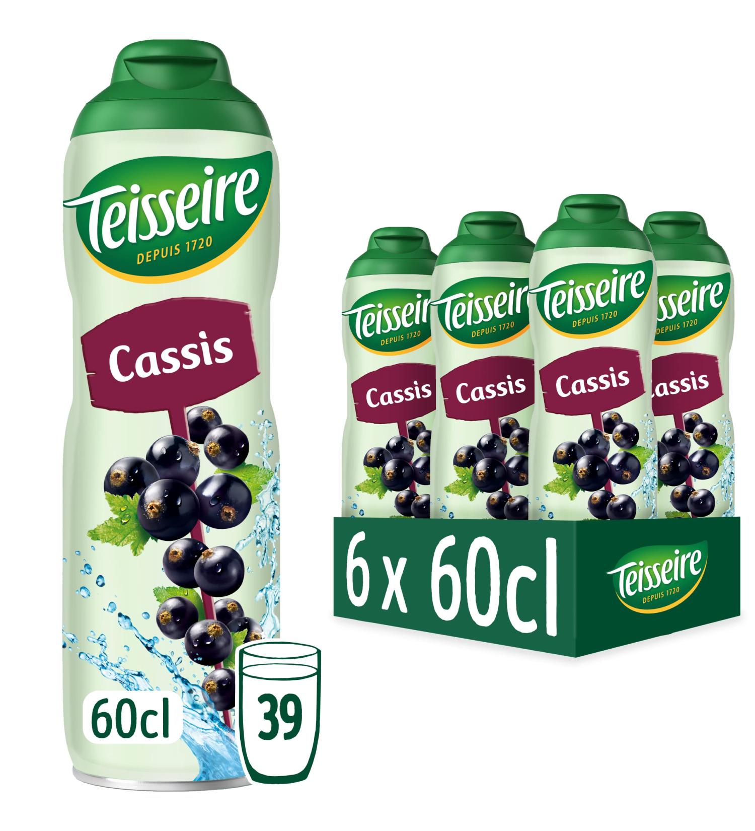 Teisseire Blackcurrant Syrup for Refreshing Drinks Cocktails Recyclable Bottle 6x60cl