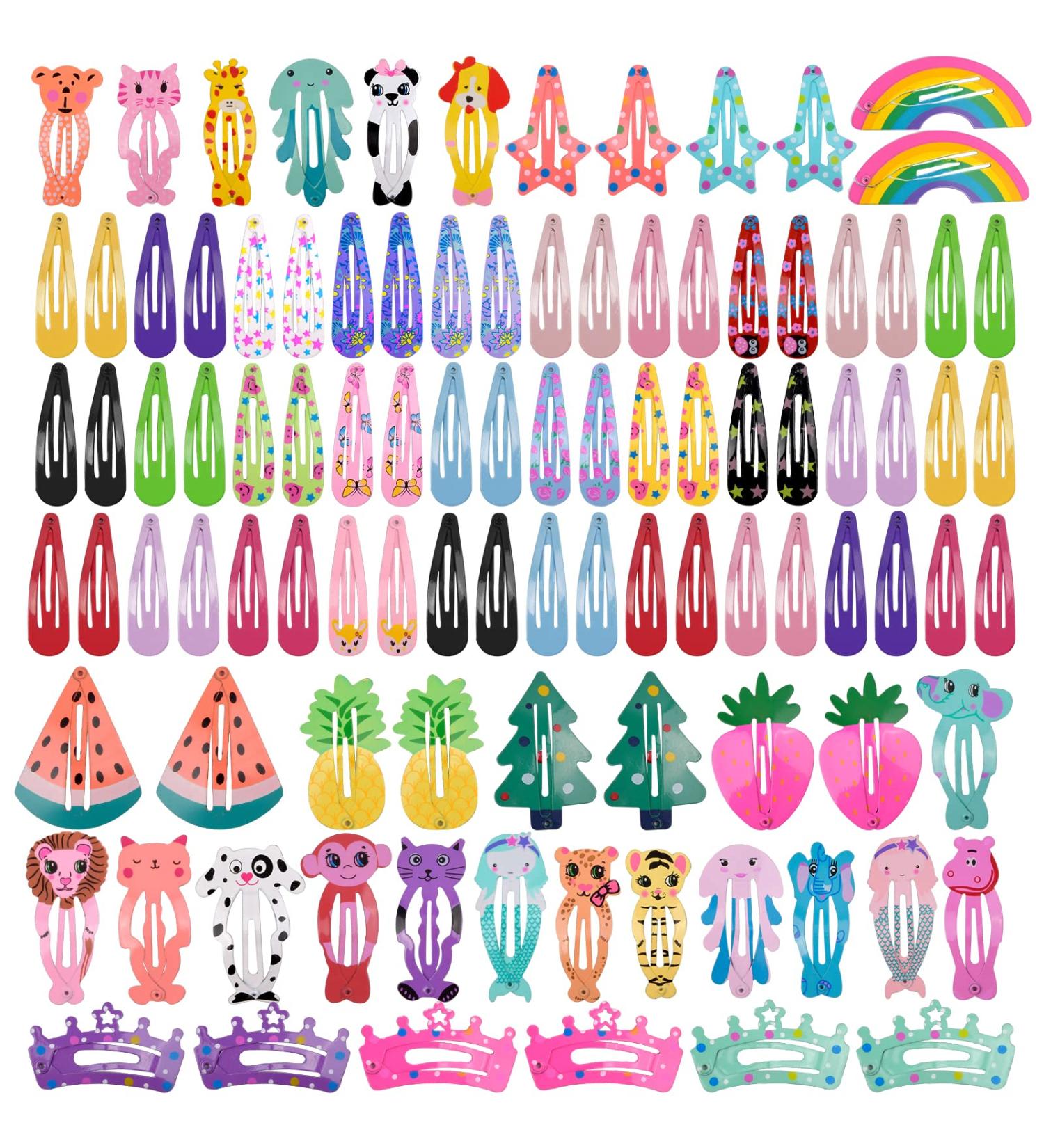 Volumoon 100Pcs Cartoon Clips Cute Hair Clips Girl Hair Clips Small Animal Colorful Metal Snap Barrettes Little Hairpin Hair Accessories Plastic Cartoon Clips for Toddlers Kids Girls - Buy Online on GoSupps.com