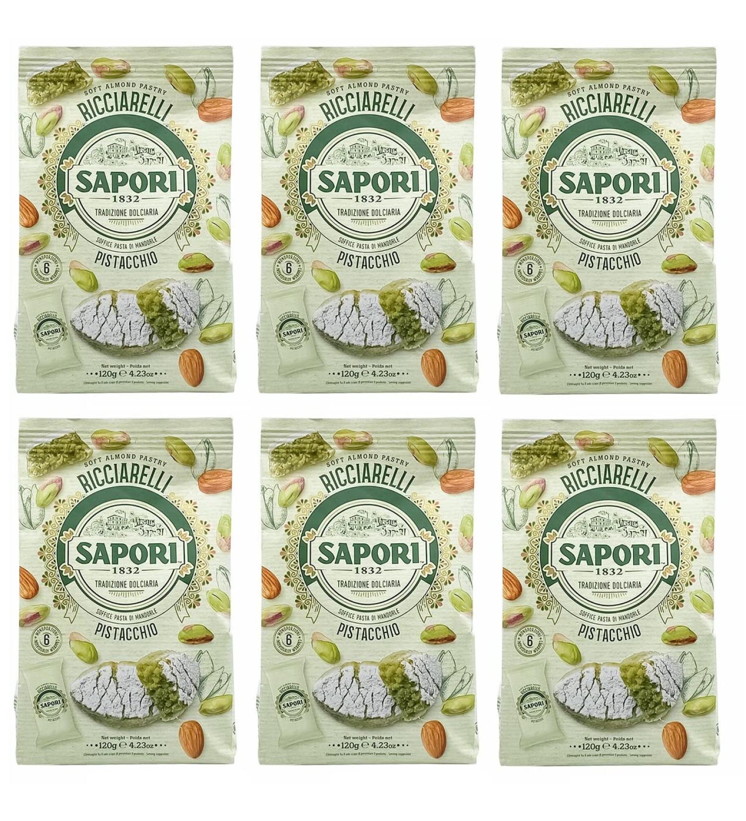  Sapori Sapori Ricciarelli al Pistacchio Almond Pistachio Almond Pasta 120g Italian Christmas Specialties 6 Individual Servings 20g - Buy Online on GoSupps.com
