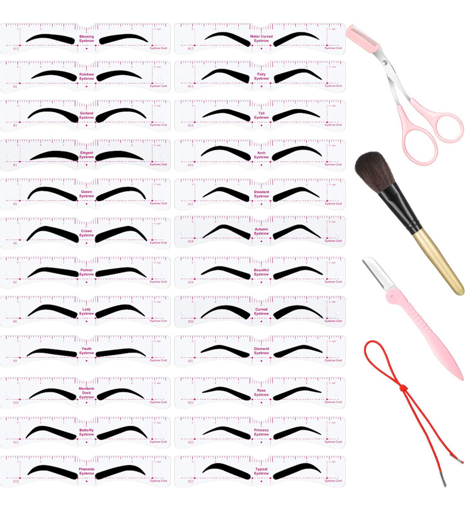 29-Piece Eyebrow Stencils Shaper Kit with Reusable Templates, Razor, Scissors, Makeup Brush, and Storage Box - Perfect for Trimming and Shaping Eyebrows - Buy Online on GoSupps.com