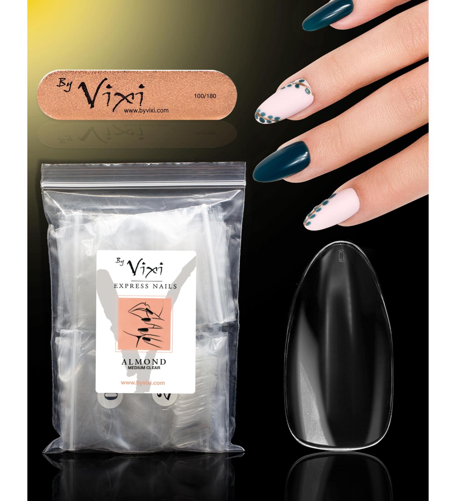 BY VIXI 600 Medium Almond Nails - Full Coverage 10 Sizes Includes Preparation File | Perfect for Professionals & Home Use - Buy Online on GoSupps.com