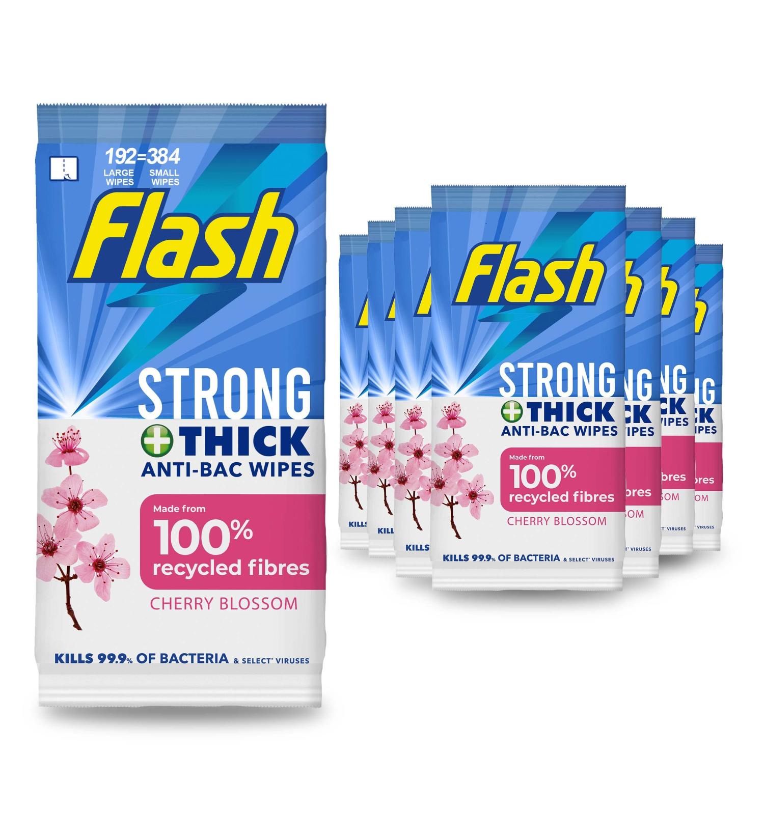 Flash Antibacterial Cleaning Wipes Blossom & Breeze - 192 Extra Large Wipes - Buy Online on GoSupps.com