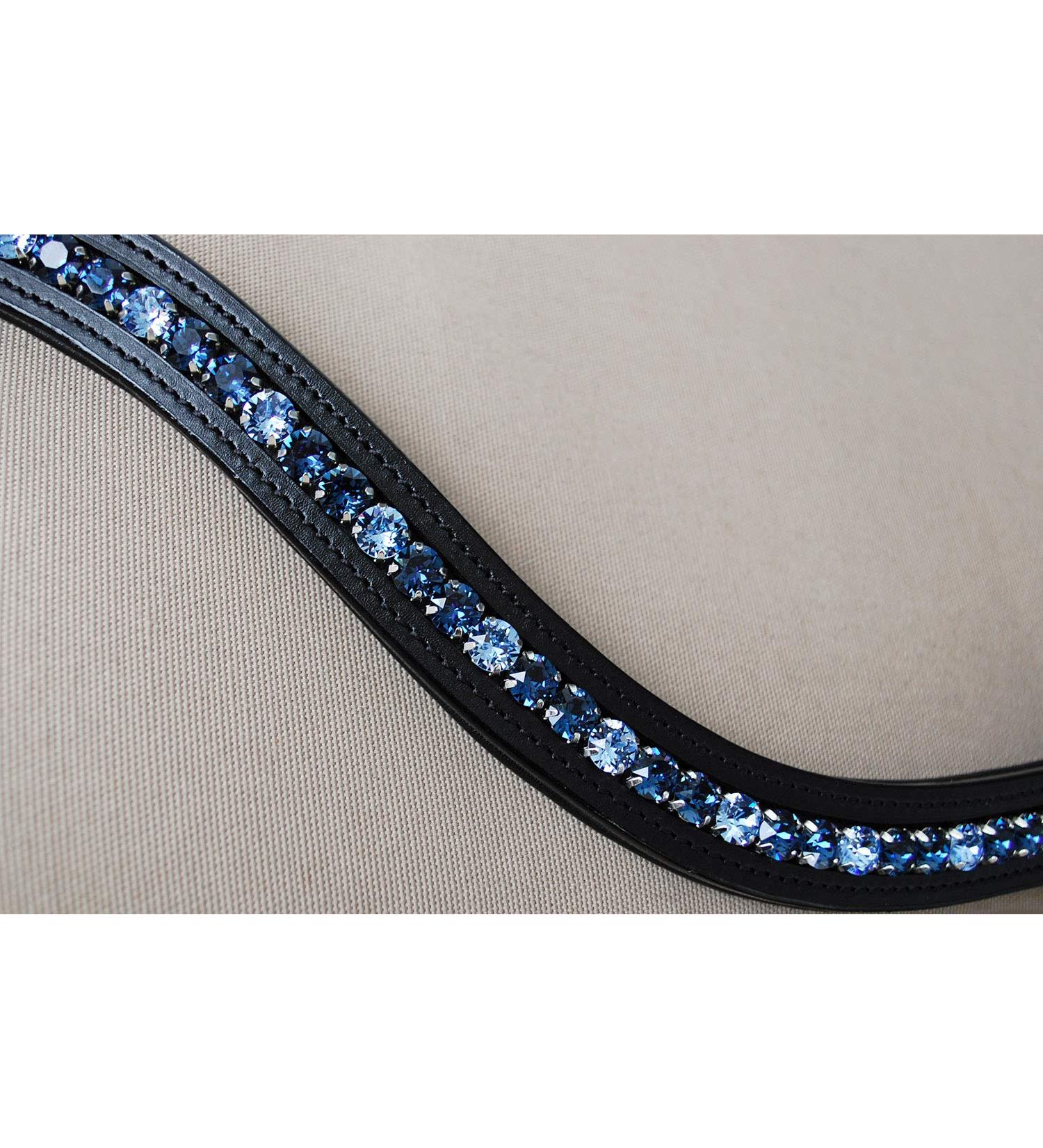 Gl cksHucke Deep Blue Curved Browband for Pony - Softly Padded Black Leather - International Shipping Available - Buy Online on GoSupps.com