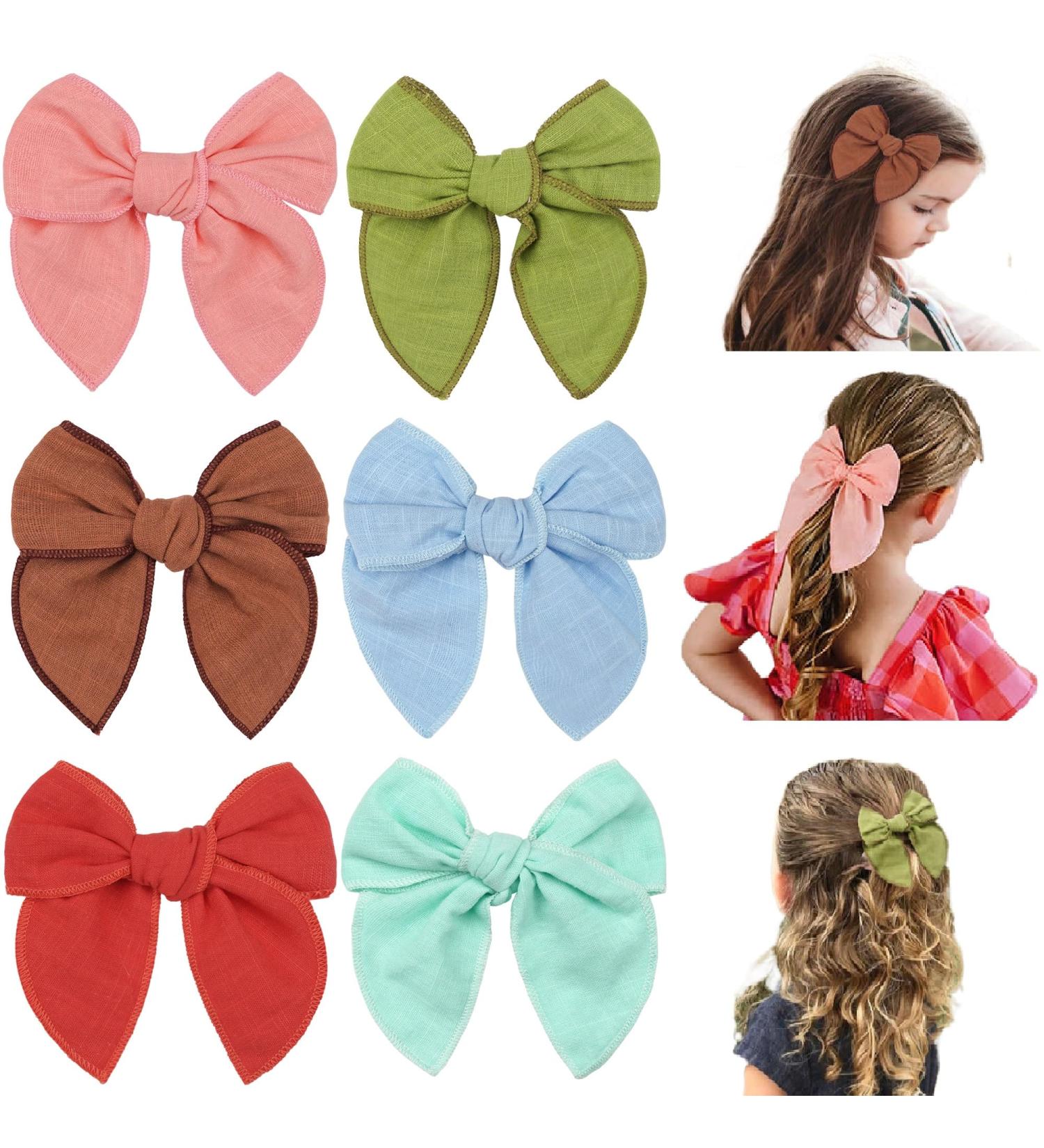 MiDoDo 6 Pcs 5 Baby Girls Hair Bows Alligator Clips - Hair Barrettes Accessory for Toddlers, Kids, Children - Buy Online on GoSupps.com