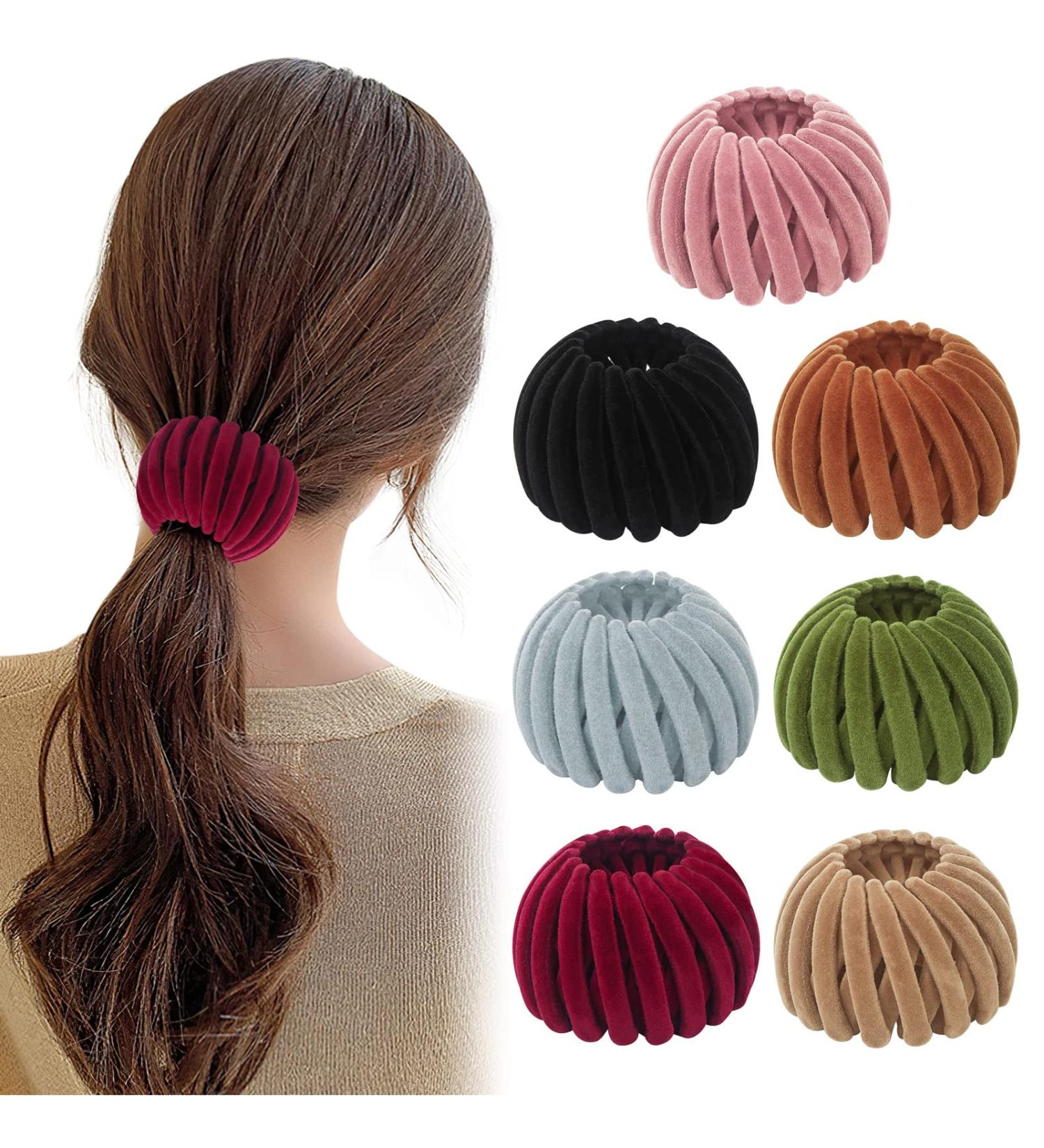 7 PCS Bird Nest Hair Clips & Ponytail Holders for Women | Velvet Expandable Bun Claw | Valentine's Day Gift - Buy Online on GoSupps.com