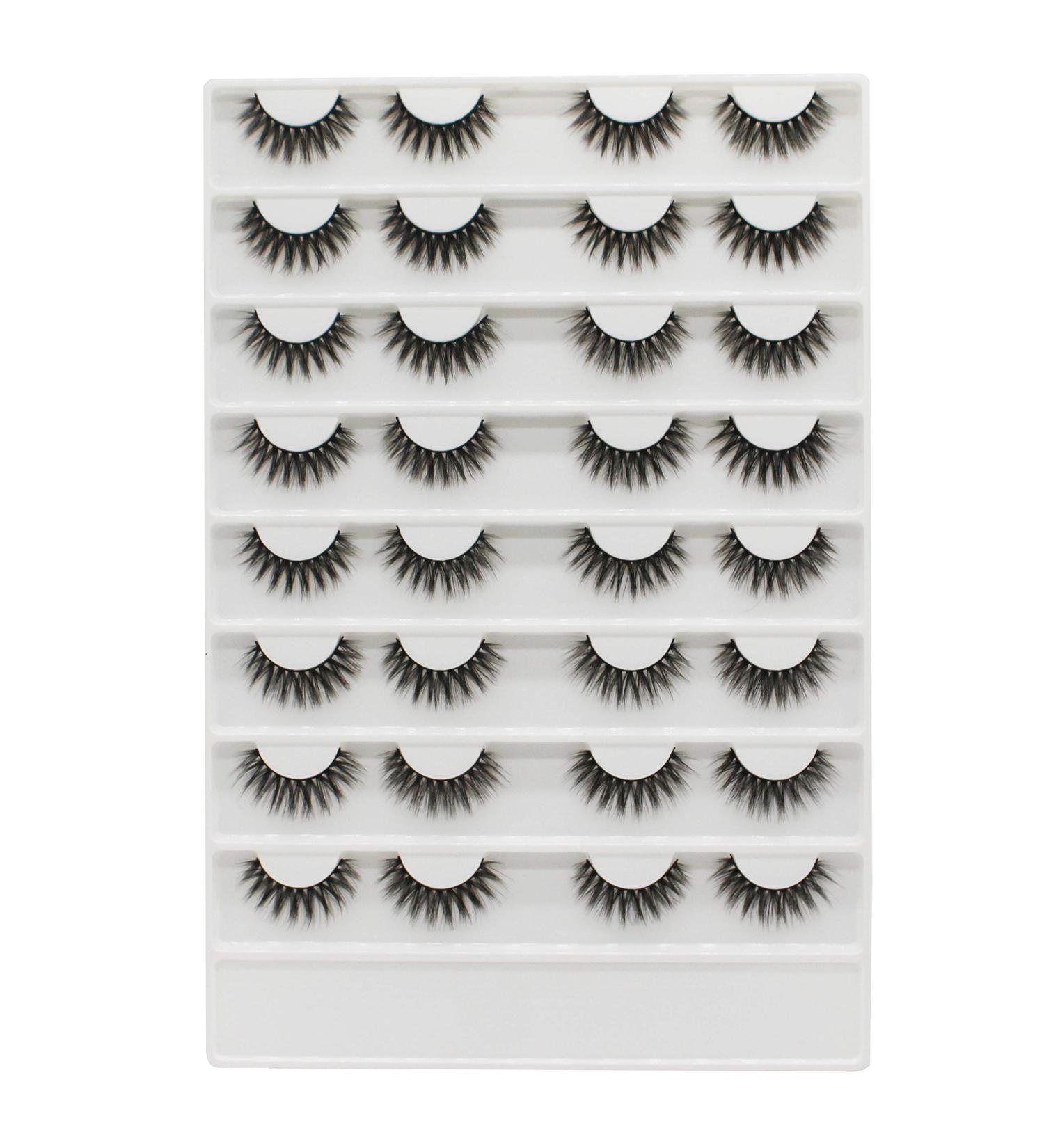 Dedila 16 Pairs Handmade Natural 3D Mink False Eyelashes - Short, Daily Fluffy, Lightweight Makeup Volume Extensions - Reusable Stripe Lashes (A03) - Buy Online on GoSupps.com