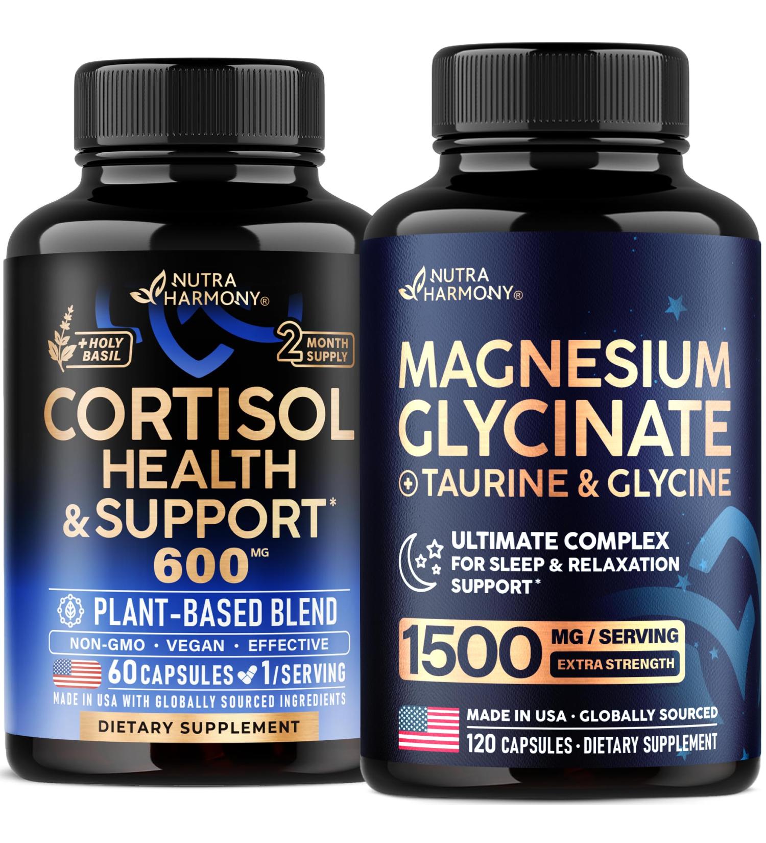NUTRAHARMONY Cortisol Support & Magnesium Glycinate with Glycine Capsules