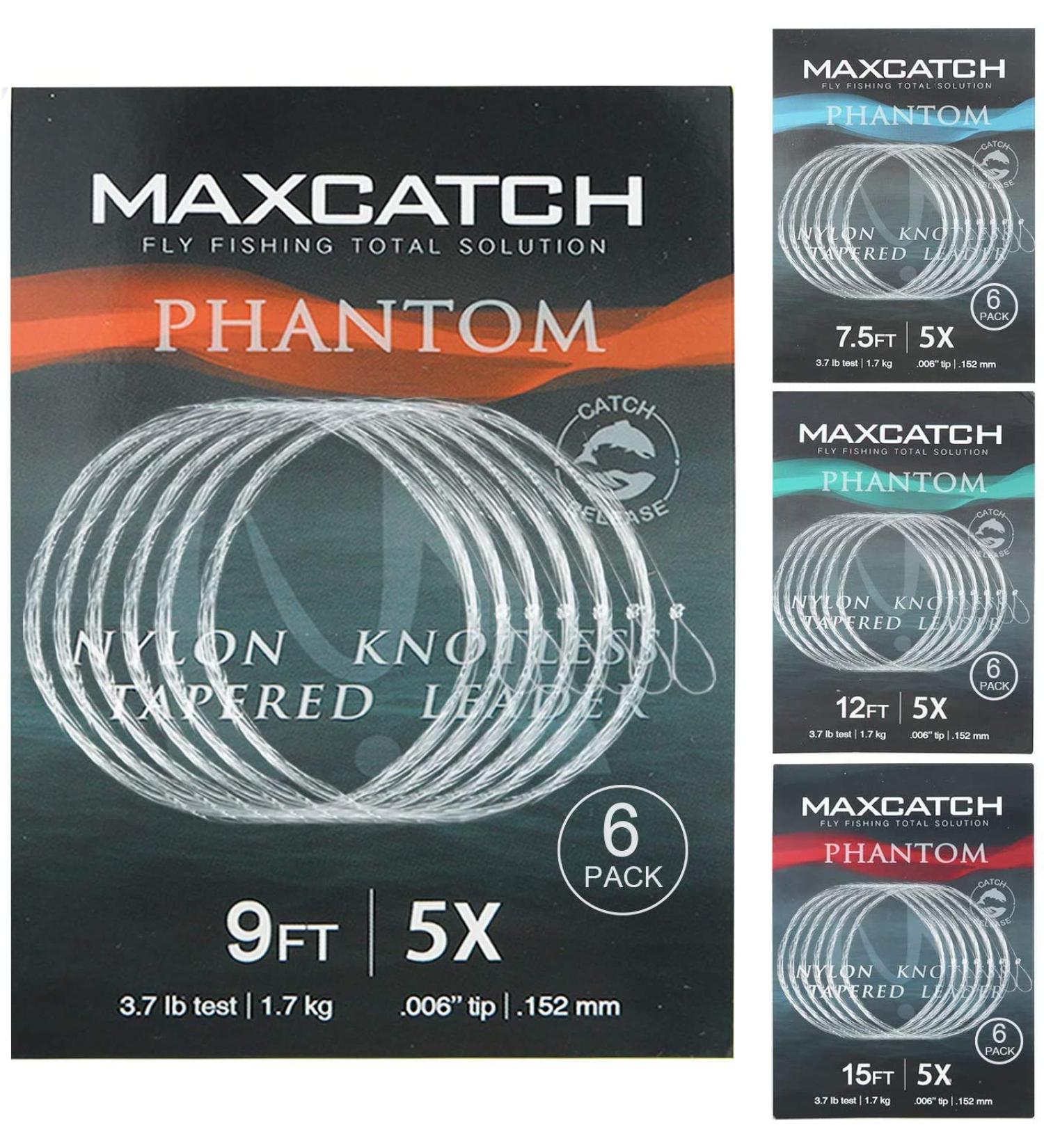 MAXIMUMCATCH Fly Leader 5 Pack - Transparent Tapered Leaders 7.5/9/12/15ft 0X-7X for Fly Fishing - Buy Online on GoSupps.com