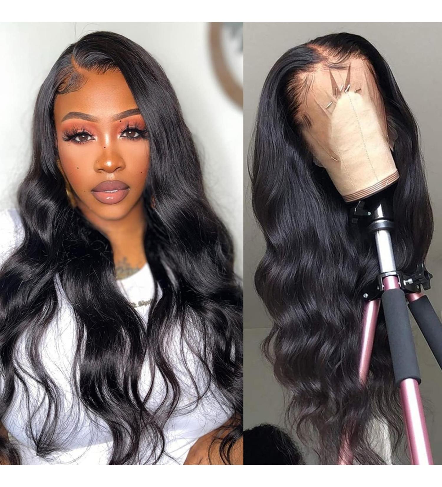24inch Body Wave Lace Front Wig Human Hair | 150% Density Brazilian Virgin Hair | Pre Plucked HD Transparent Frontal Wig with Baby Hair | For Black Women - Buy Online on GoSupps.com