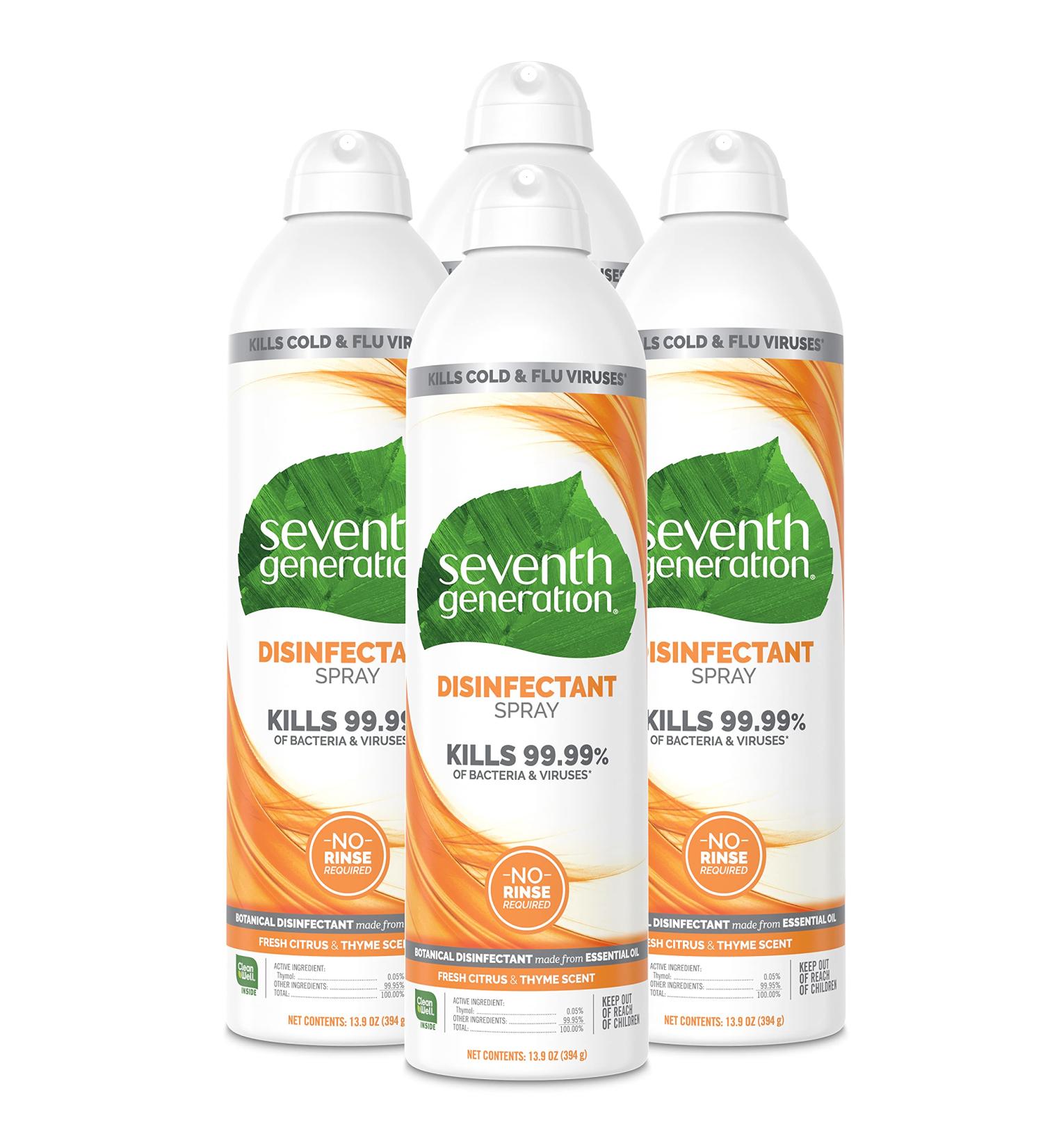 Seventh Generation Disinfectant Spray - Fresh Citrus & Thyme Scent - 13.9 Ounce (Pack of 4) - Buy Online on GoSupps.com