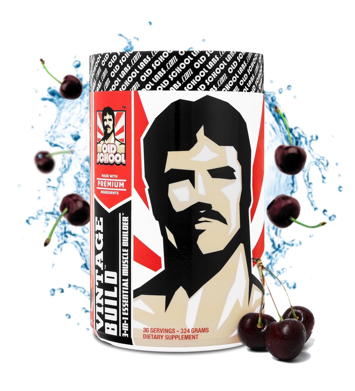 Vintage Build - Post Workout Recovery Powder | Muscle Building Drink | Creatine BCAAs & L-Glutamine | Black Cherry Flavor | 324g - Boost Strength & Reduce Soreness - Buy Online on GoSupps.com