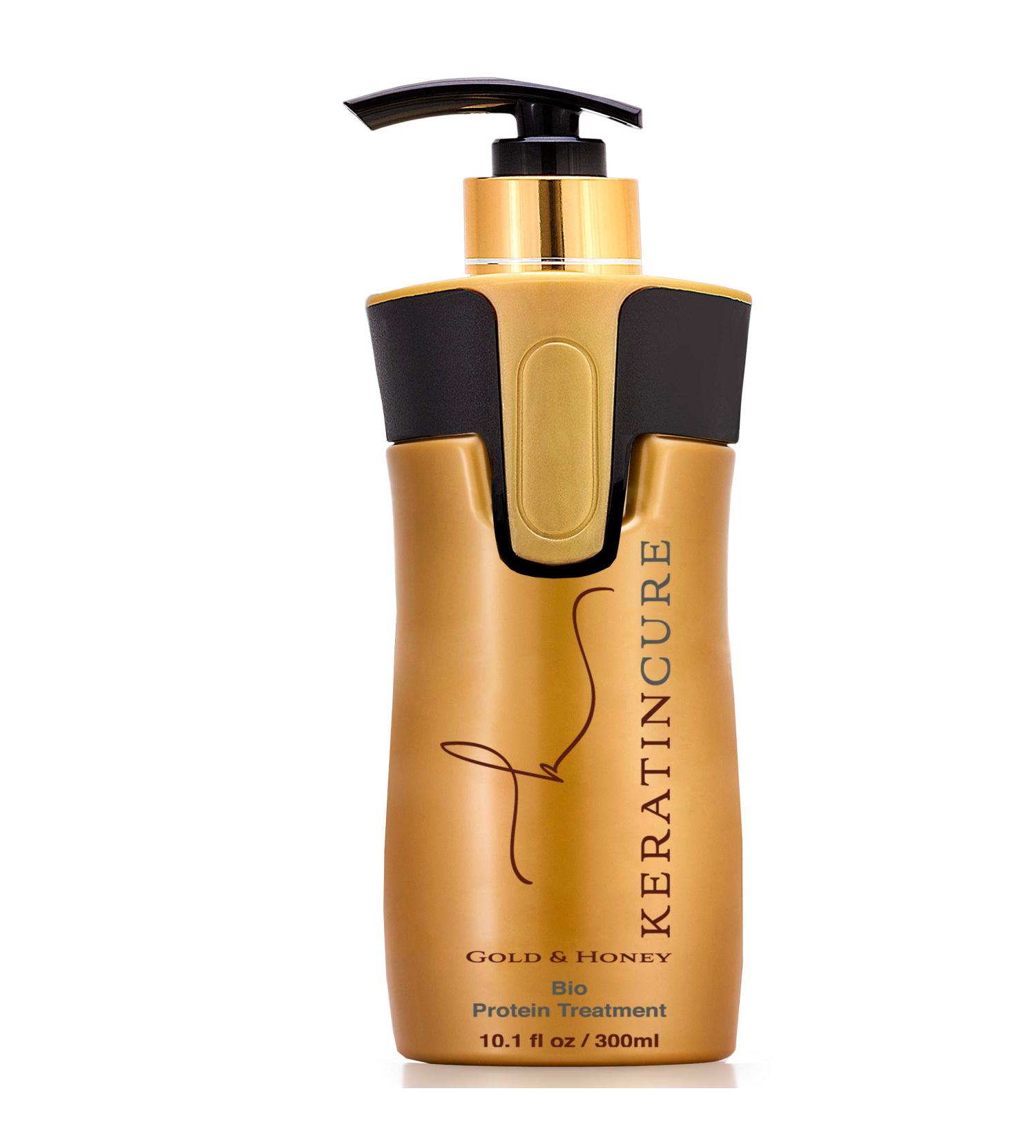 Keratin Cure Gold & Honey Hair Treatment - 10 Oz | Professional Repair for Dry Frizzy Curly & Coarse Hair - Safe Bio Protein Straightening Solution - Buy Online on GoSupps.com