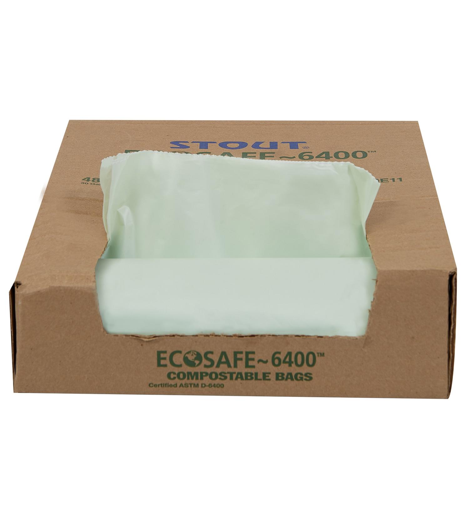 STOUT Envision E3039E11 EcoSafe-6400 Compostable Bags, 30x39, 30 gal, 1.10 mil, Green (Pack of 48) - Buy Online on GoSupps.com