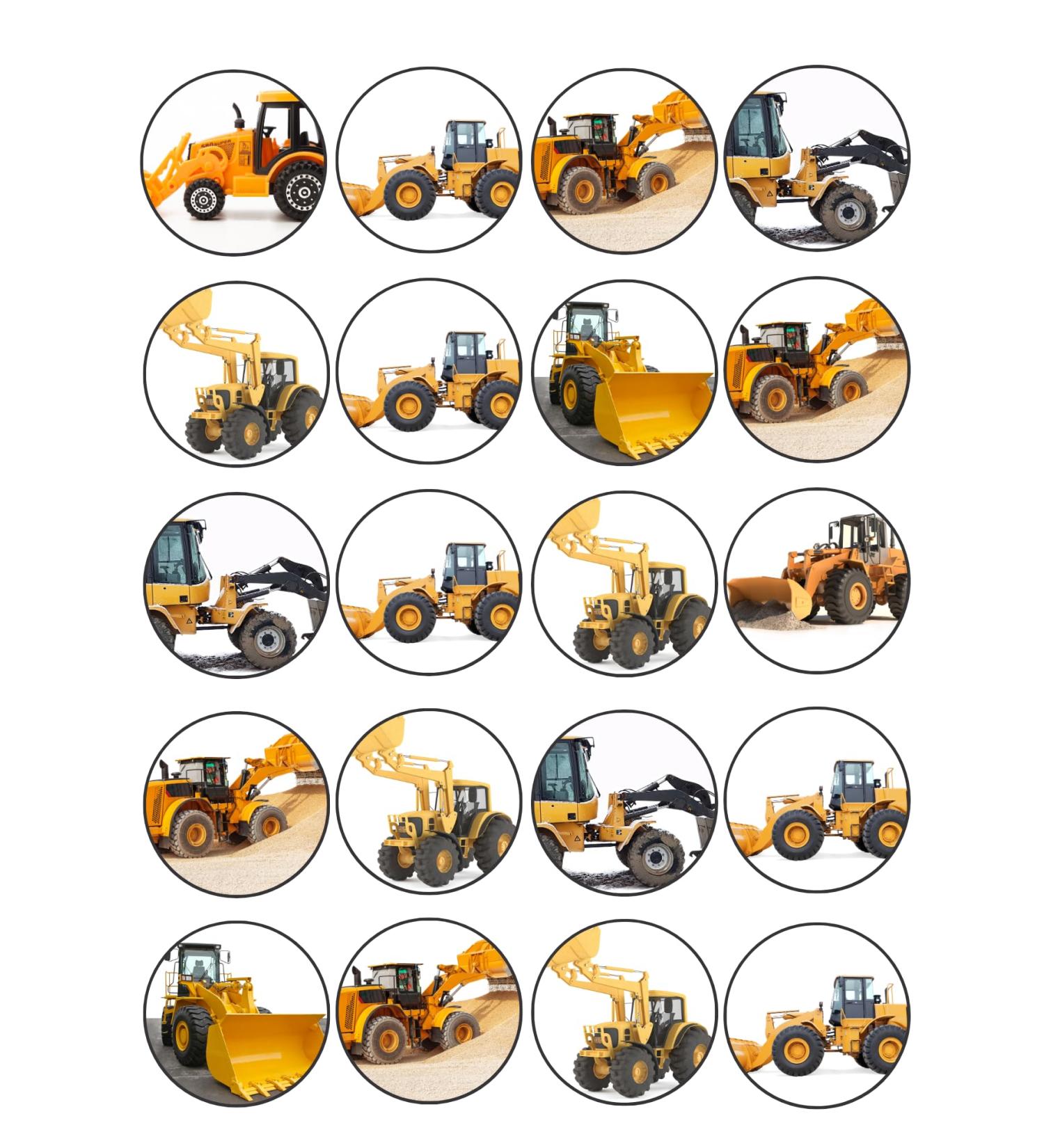 20 x EDIBLE Personalised Digger cupcake toppers wafer/icing uncut (icing paper)