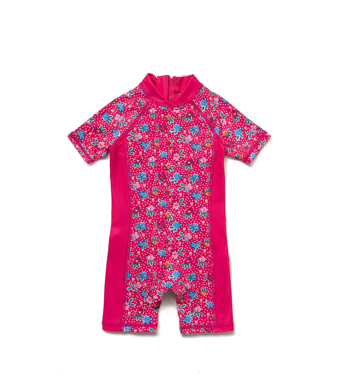 BONVERANO Baby Girls Sunsuit UPF 50+ Sun Protection Short Sleeves with Sun Hat - Mei Red Flowers - Buy Online on GoSupps.com