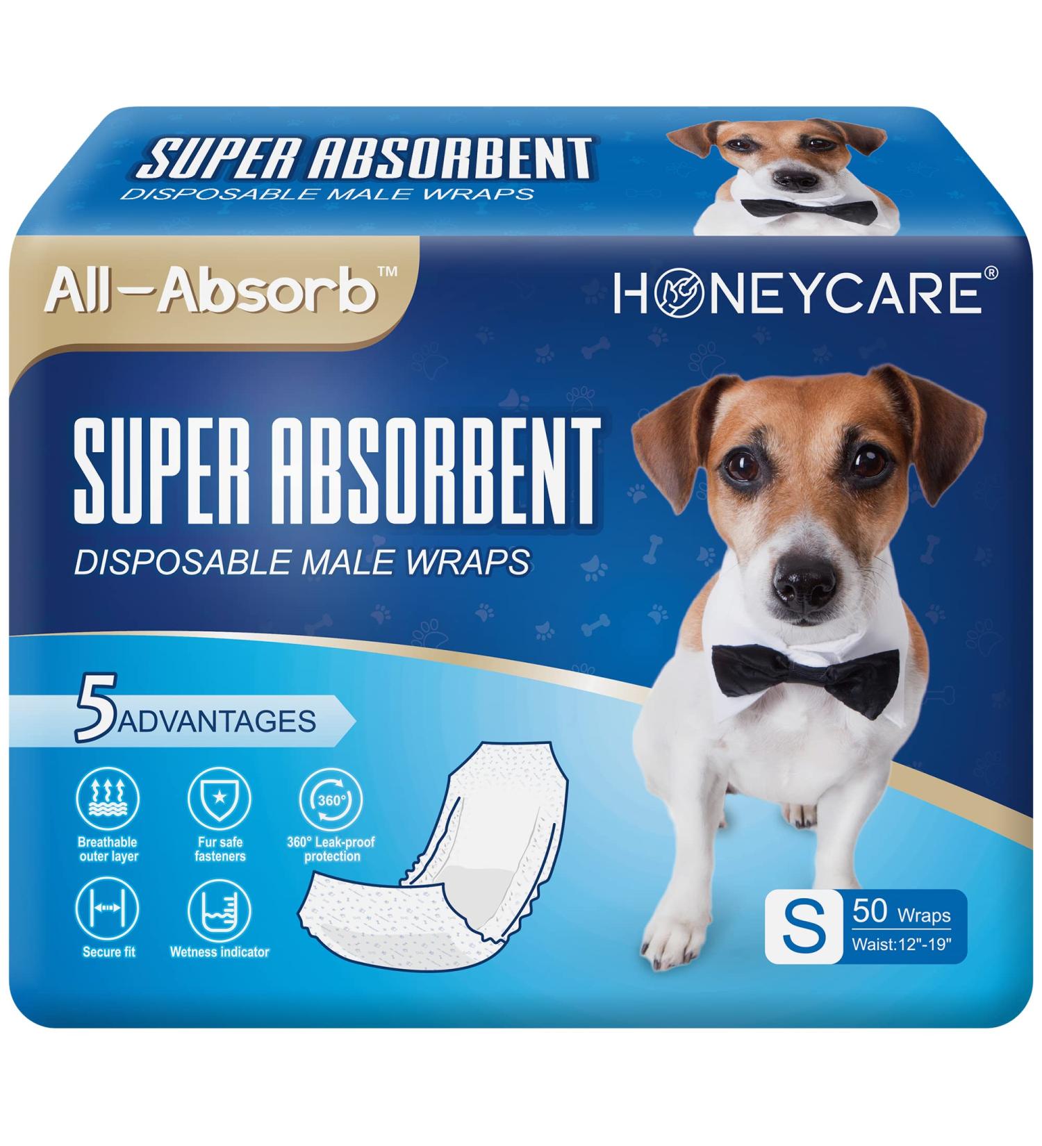 All-Absorb A26 Male Dog Wraps - 50 Count Small | Leak-Proof & Comfortable - Buy Online on GoSupps.com