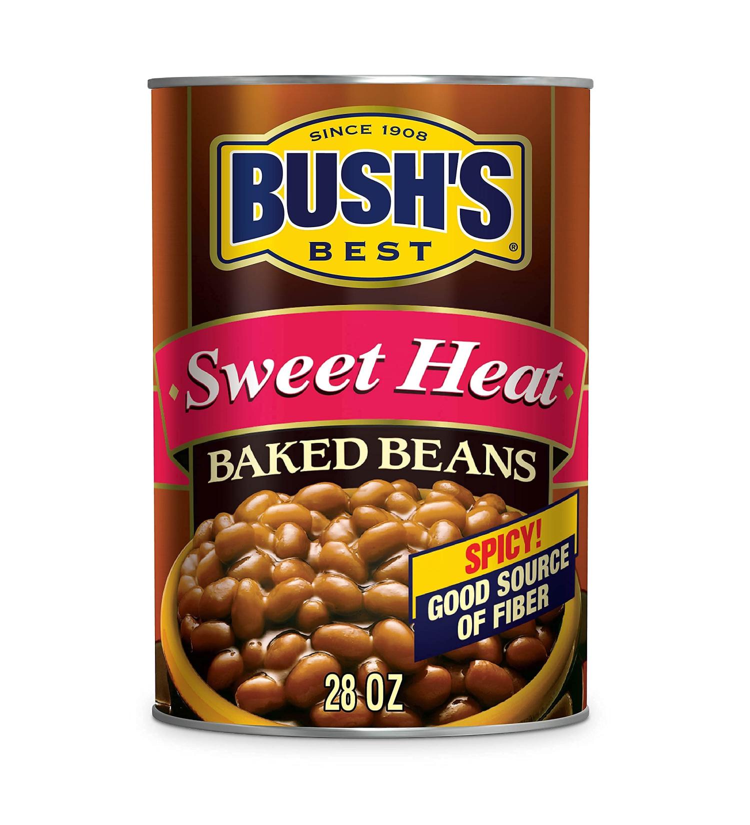 BUSH'S BEST Sweet Heat Baked Beans 28 Oz (Pack of 6) - Sweet & Spicy Canned Beans, Plant Based Protein, Fiber-Rich, Low Fat, Gluten Free - Buy Online on GoSupps.com