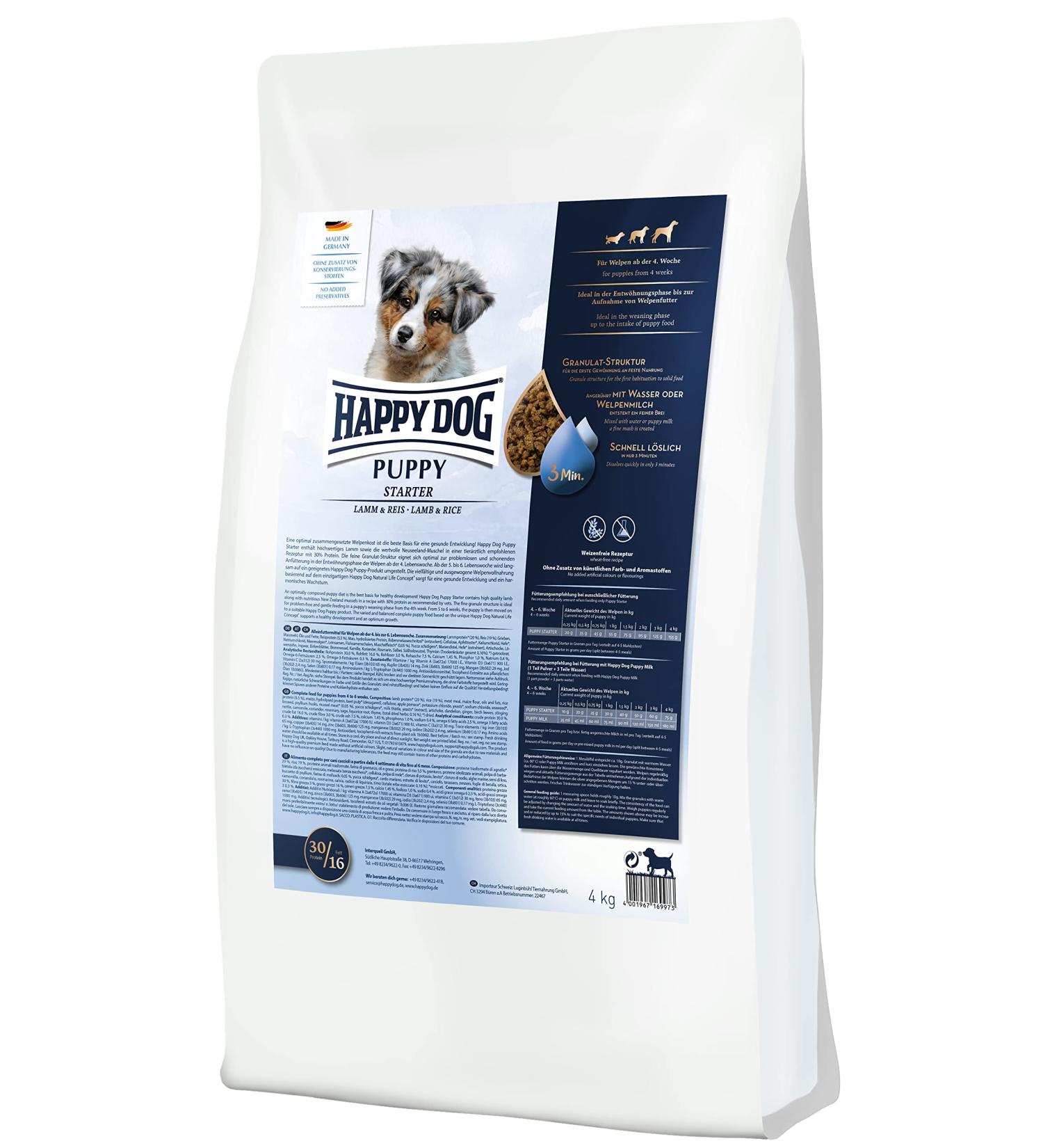 Happy Dog Supreme Young Puppy Starter Lamb & Rice 4 kg Happy Dog Supreme Young Puppy Starter Lamb & Rice 4 kg (1 pack)