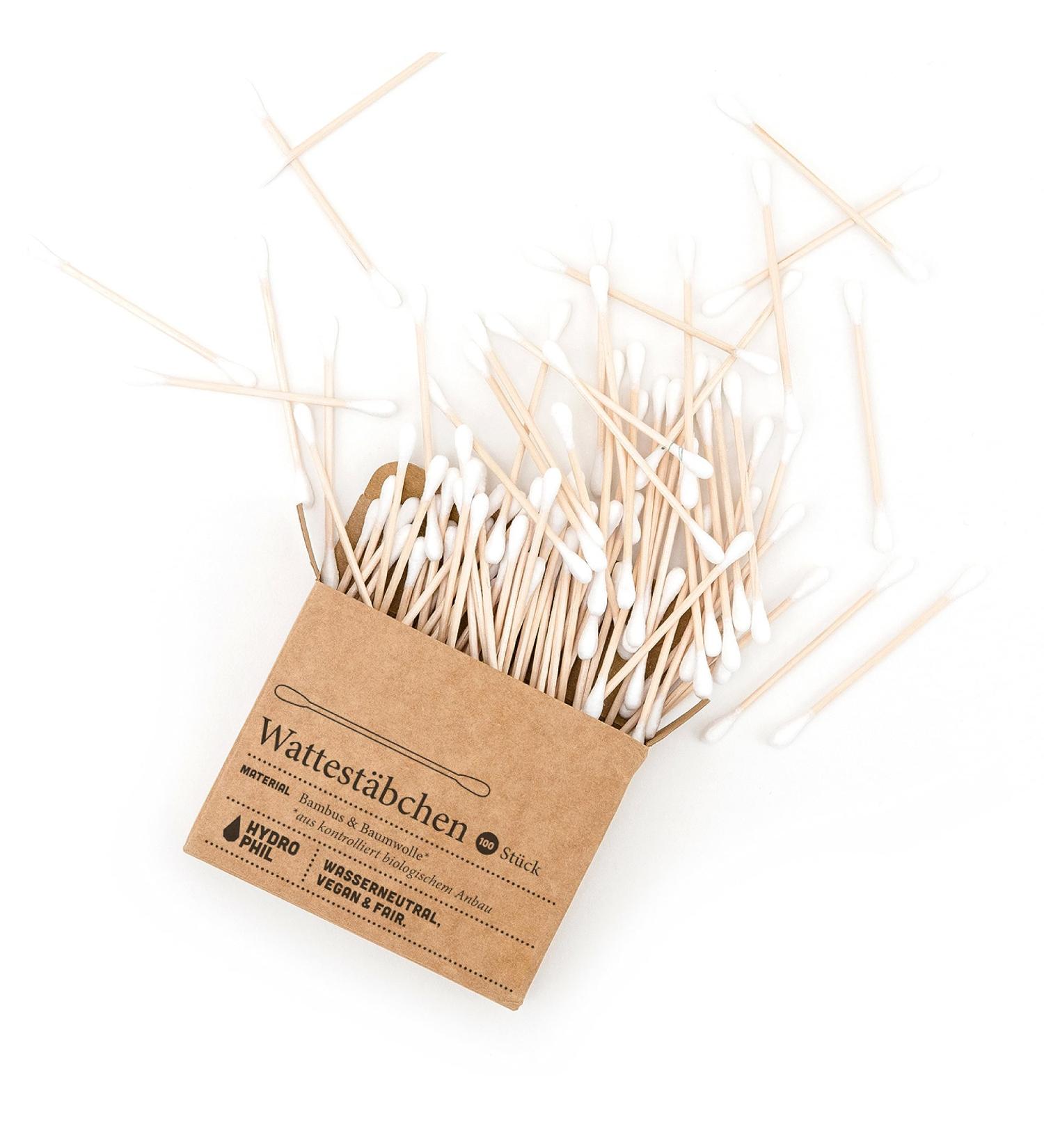Buy Hydrophil Sustainable Bamboo Cotton Swabs - 100% Biodegradable & Vegan - Eco-Friendly Pack of 100 - Buy Online on GoSupps.com