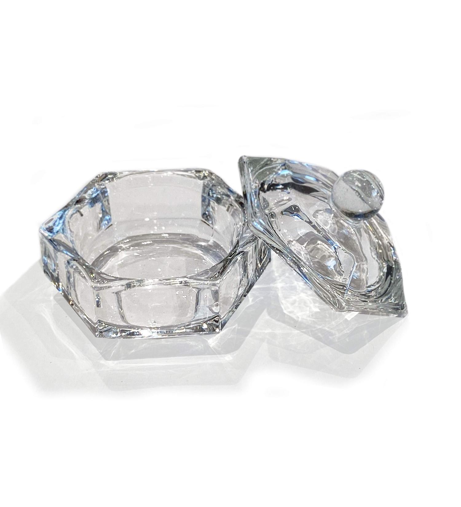 JND Acrylic Liquid Monomer Dappen Dish with Lid - Glass Crystal Nail Art Powder Cup (Hexagon) - Buy Online on GoSupps.com