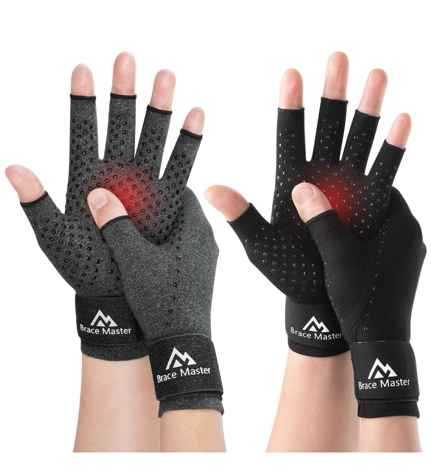 Brace Master Arthritis Compression Gloves - 2 Pairs for Men & Women | Relief for Rheumatoid Osteoarthritis & Carpal Tunnel Pain | Anti-Slip Design | Large Size - Buy Online on GoSupps.com