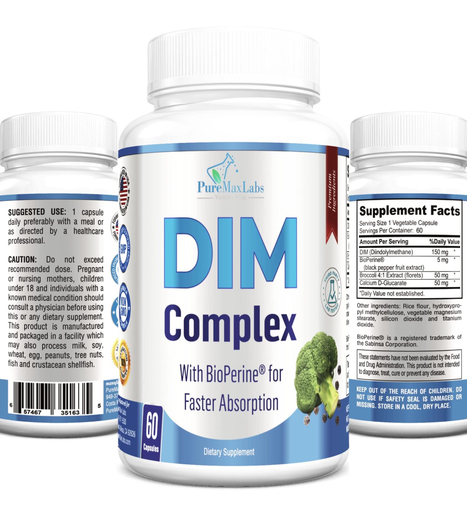 Buy DIM Supplement 150mg for Hormone Balance - Estrogen & Menopause Support - 60 Capsules - Buy Online on GoSupps.com
