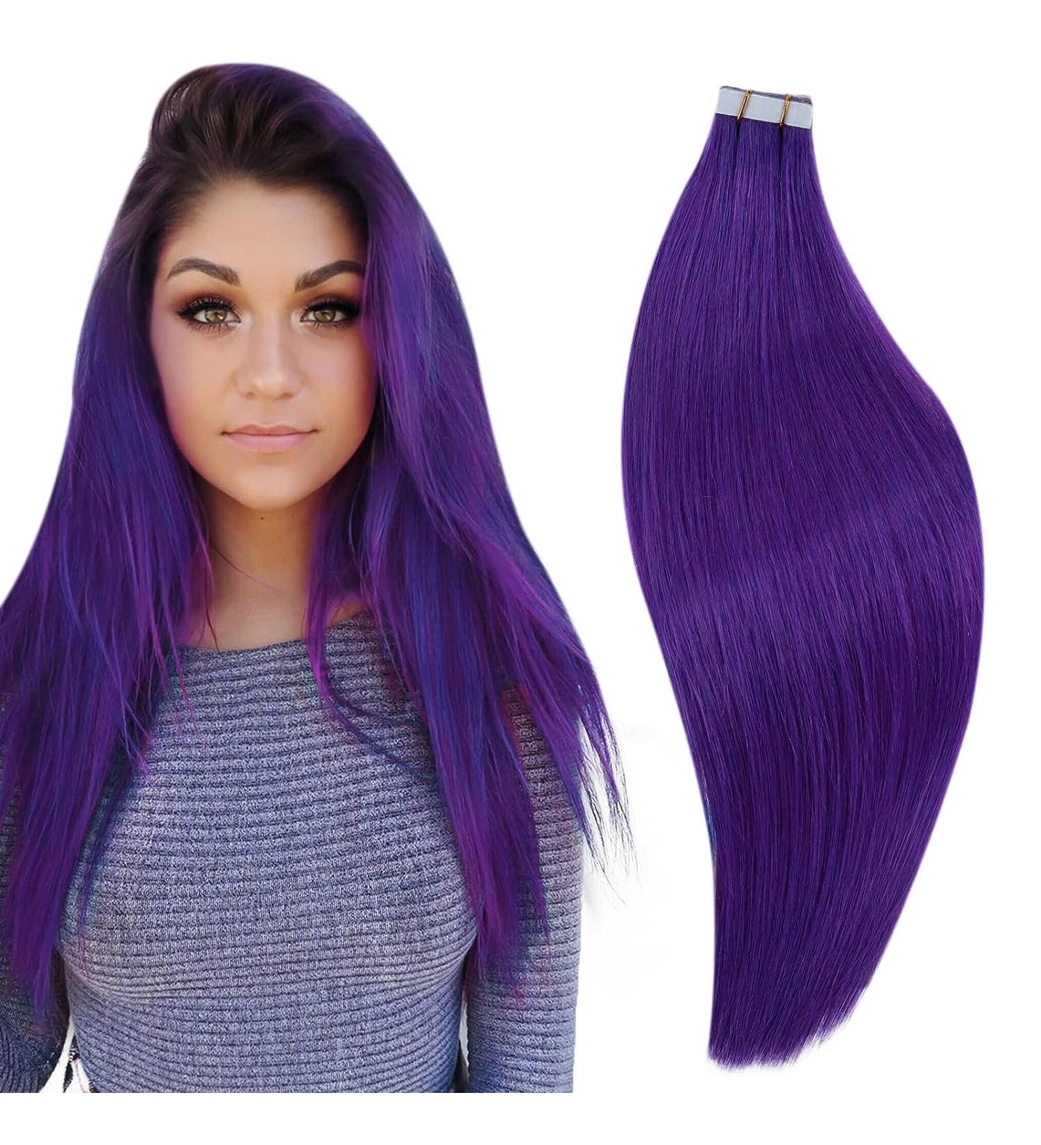 Buy Runature Purple Tape In Real Hair Extensions - 35cm Remy 14 Inch - Colorful 20g #Purple - Buy Online on GoSupps.com