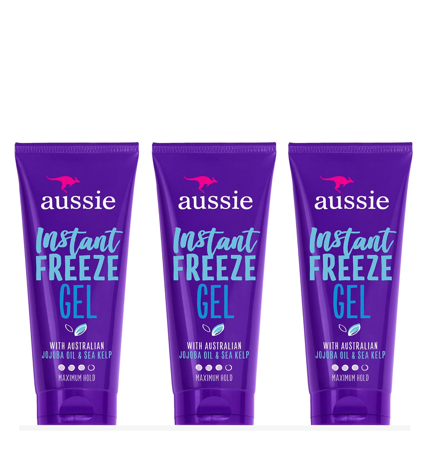 Aussie Instant Freeze Sculpting Maximum Hold Hair Gel - 7 Oz Triple Pack with Jojoba Oil, Sea Kelp, and Australian Aloe - Buy Online on GoSupps.com