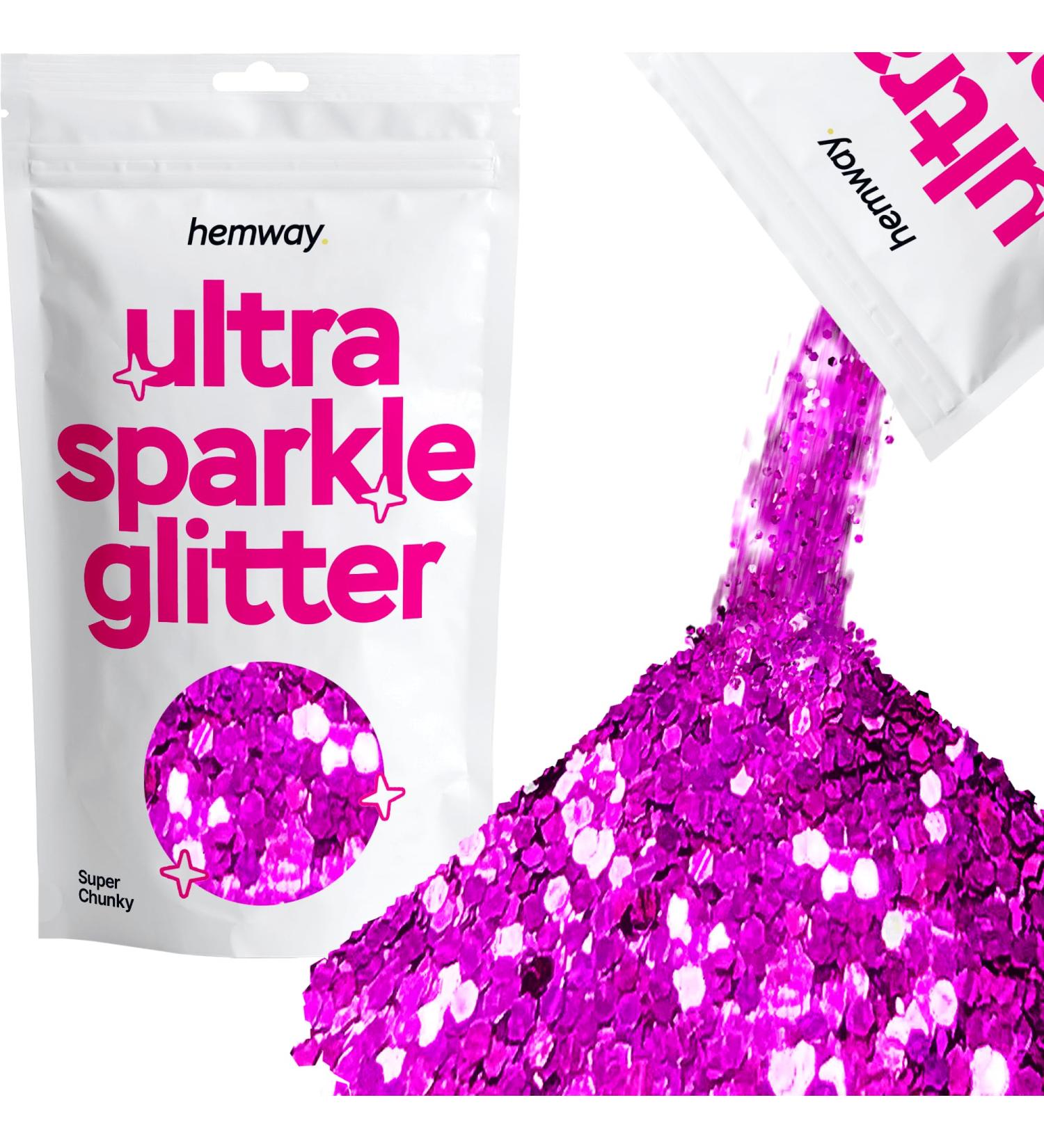 Hemway Premium Ultra Sparkle Glitter - Fuchsia Pink Super Chunky (100g) | Multi-Purpose Metallic Flake for Arts Crafts Nails Cosmetics Resin & Festivals - Buy Online on GoSupps.com
